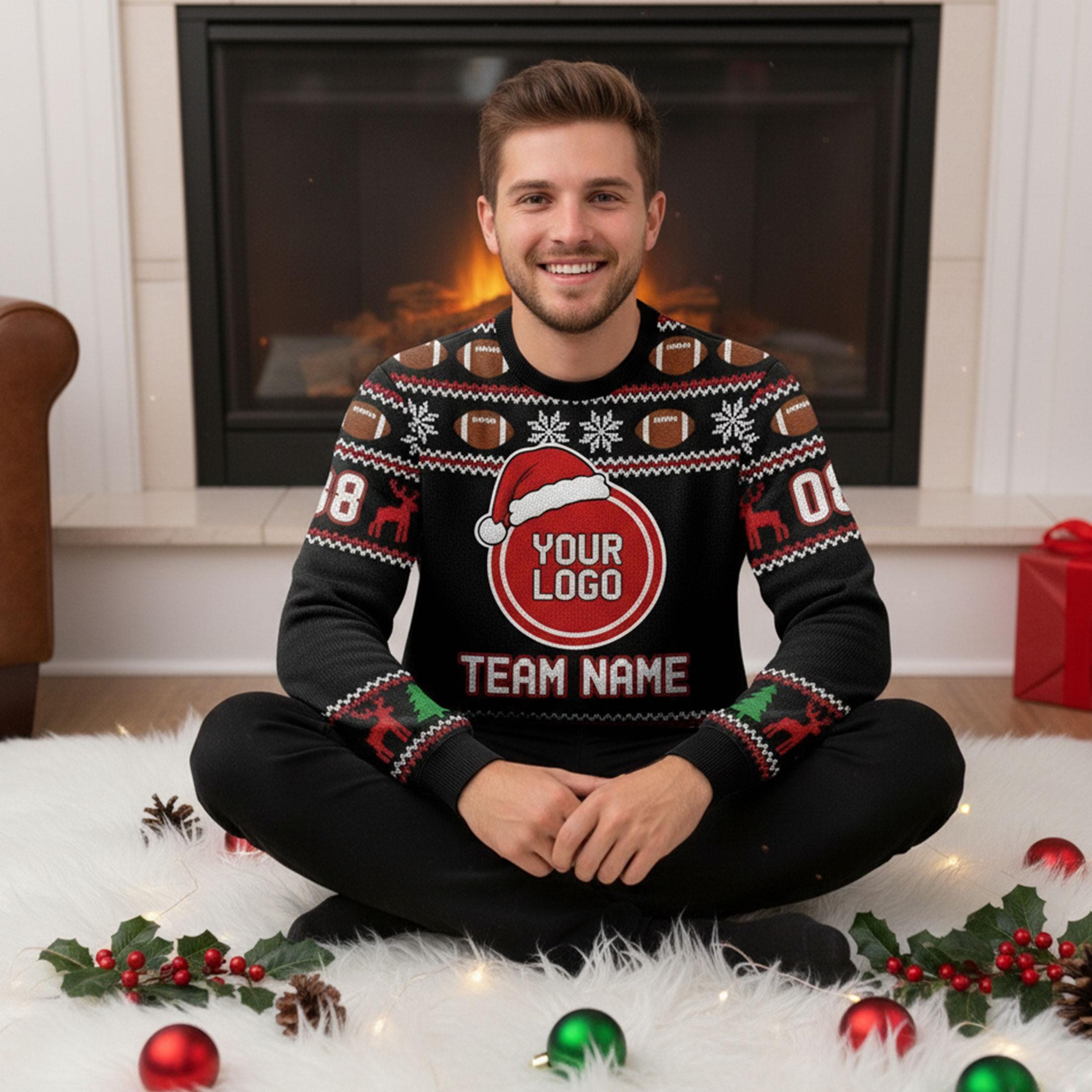 Custom Team Logo Christmas Sweater: All-Over Print Knit Pullover