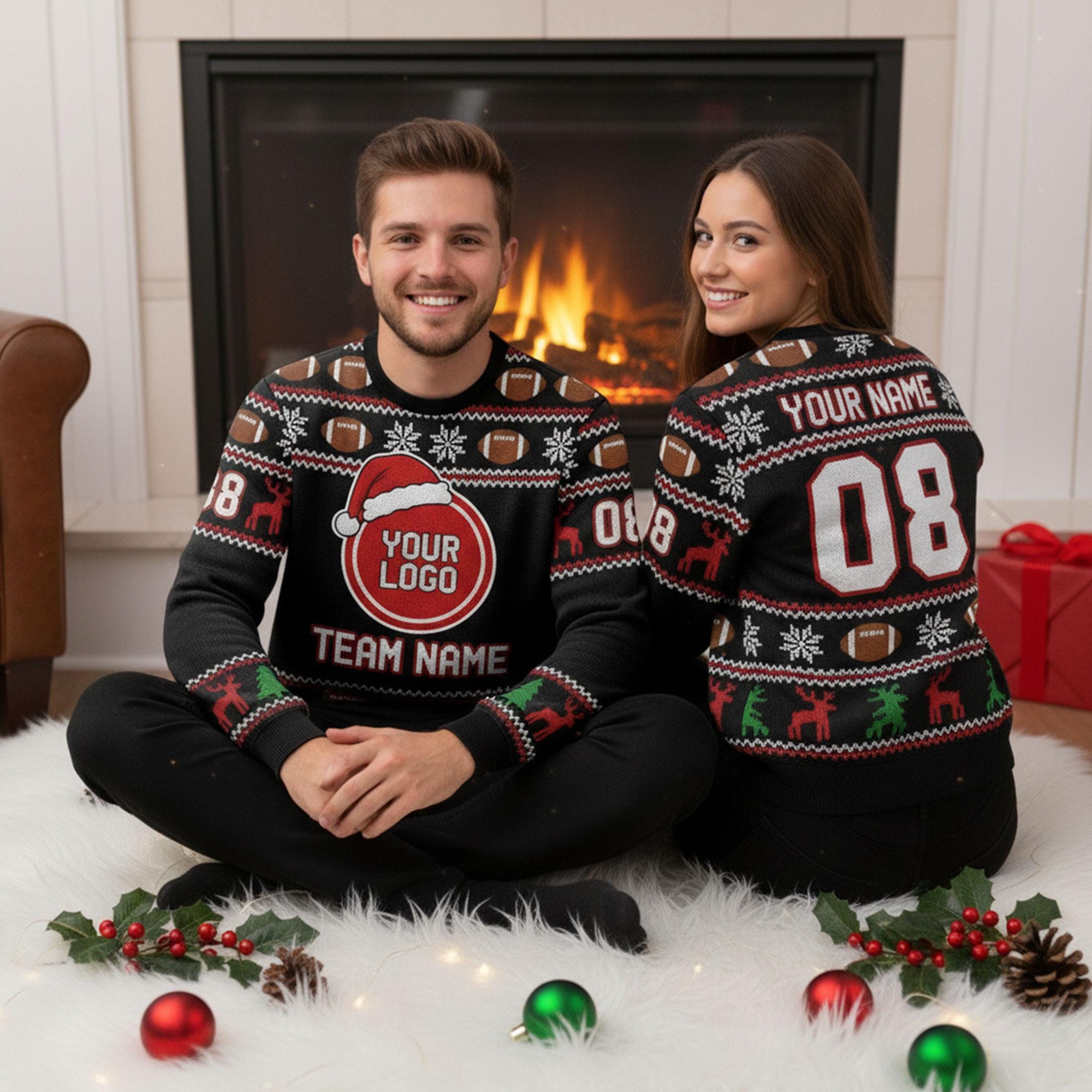 Custom Team Logo Christmas Sweater: All-Over Print Knit Pullover