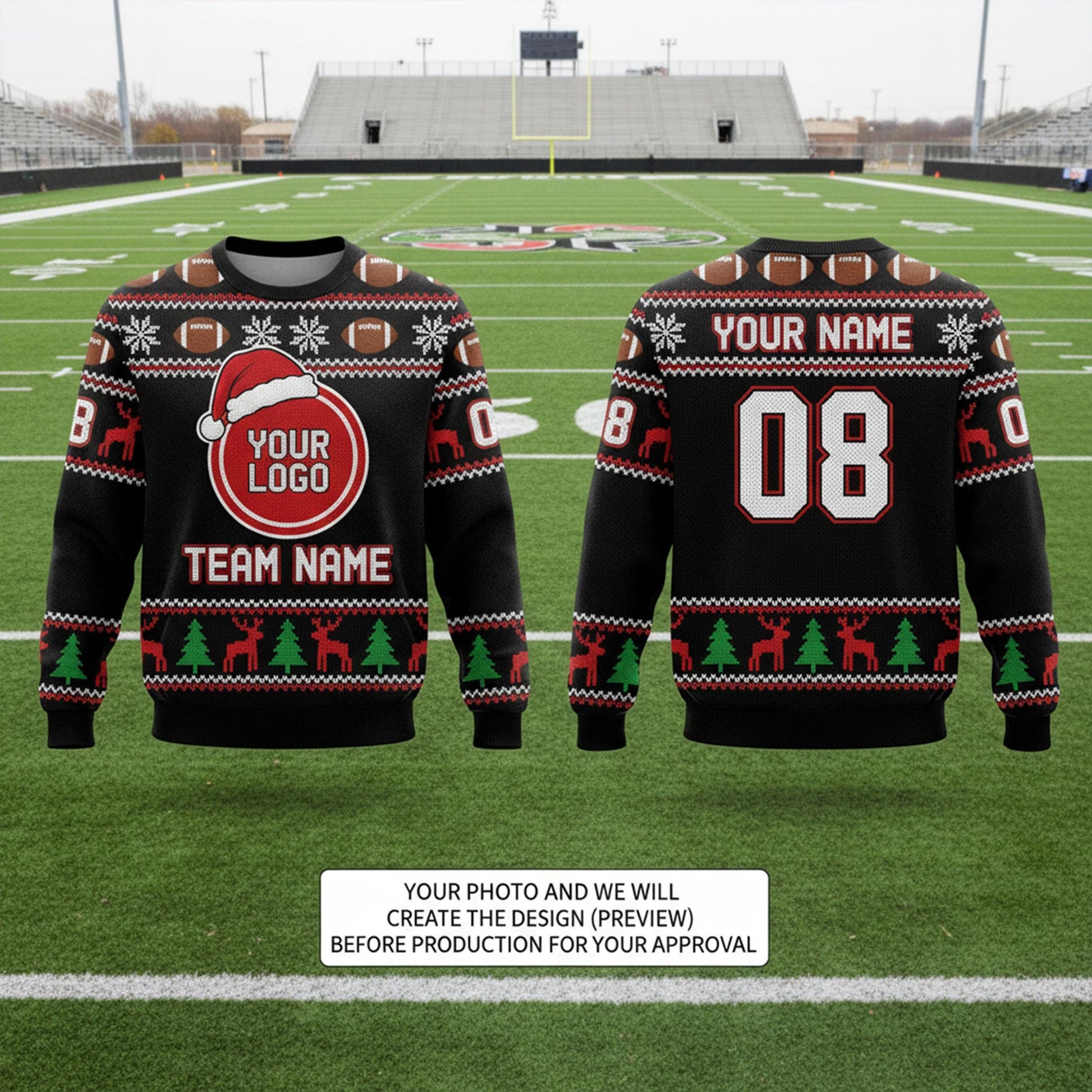 Custom Team Logo Christmas Sweater: All-Over Print Knit Pullover