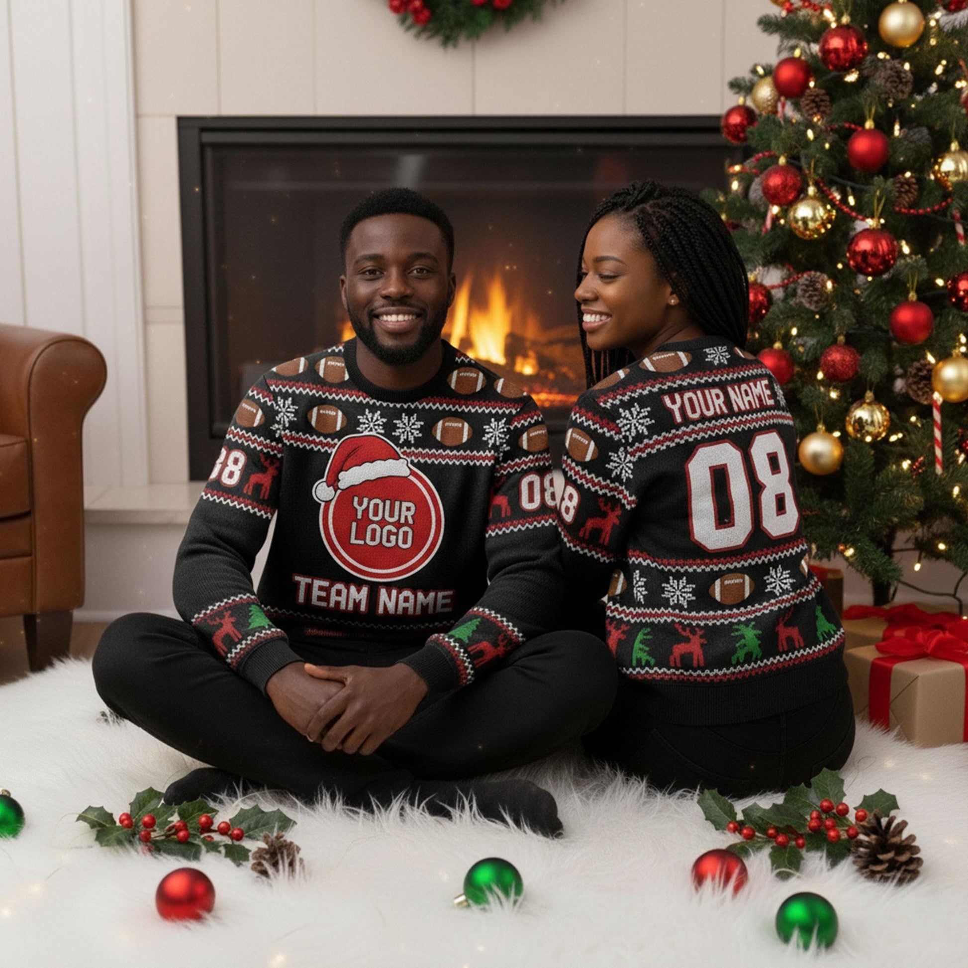 Custom Team Logo Christmas Sweater: All-Over Print Knit Pullover