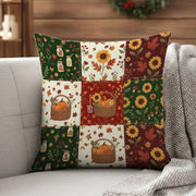 Autumn Patchwork style Pillow Sunflower Pumpkin Fall Decor