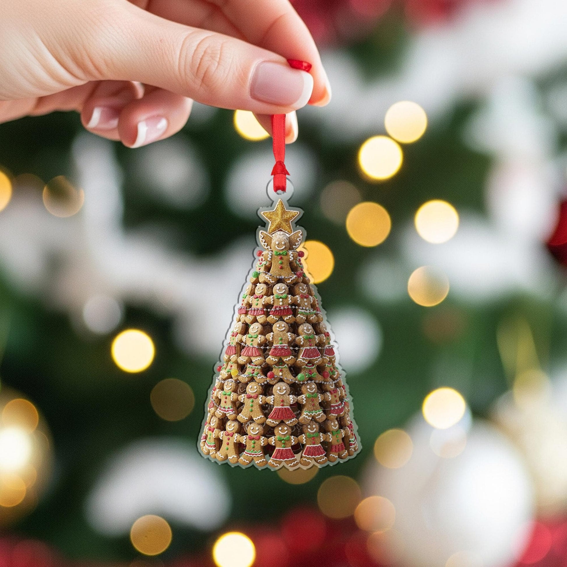 Gingerbread Cookie Christmas Tree Ornament – Hanging Holiday Decoration
