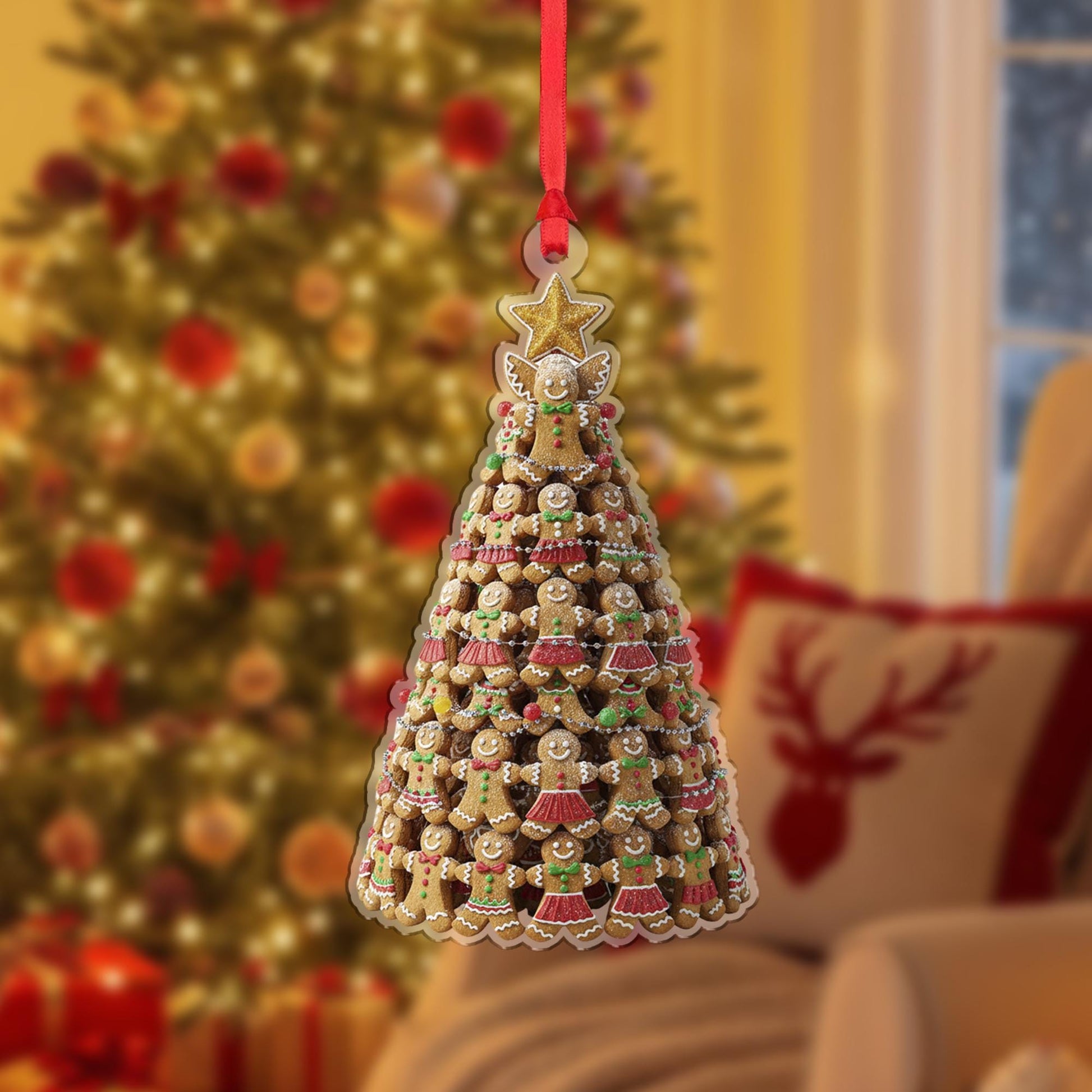 Gingerbread Cookie Christmas Tree Ornament – Hanging Holiday Decoration