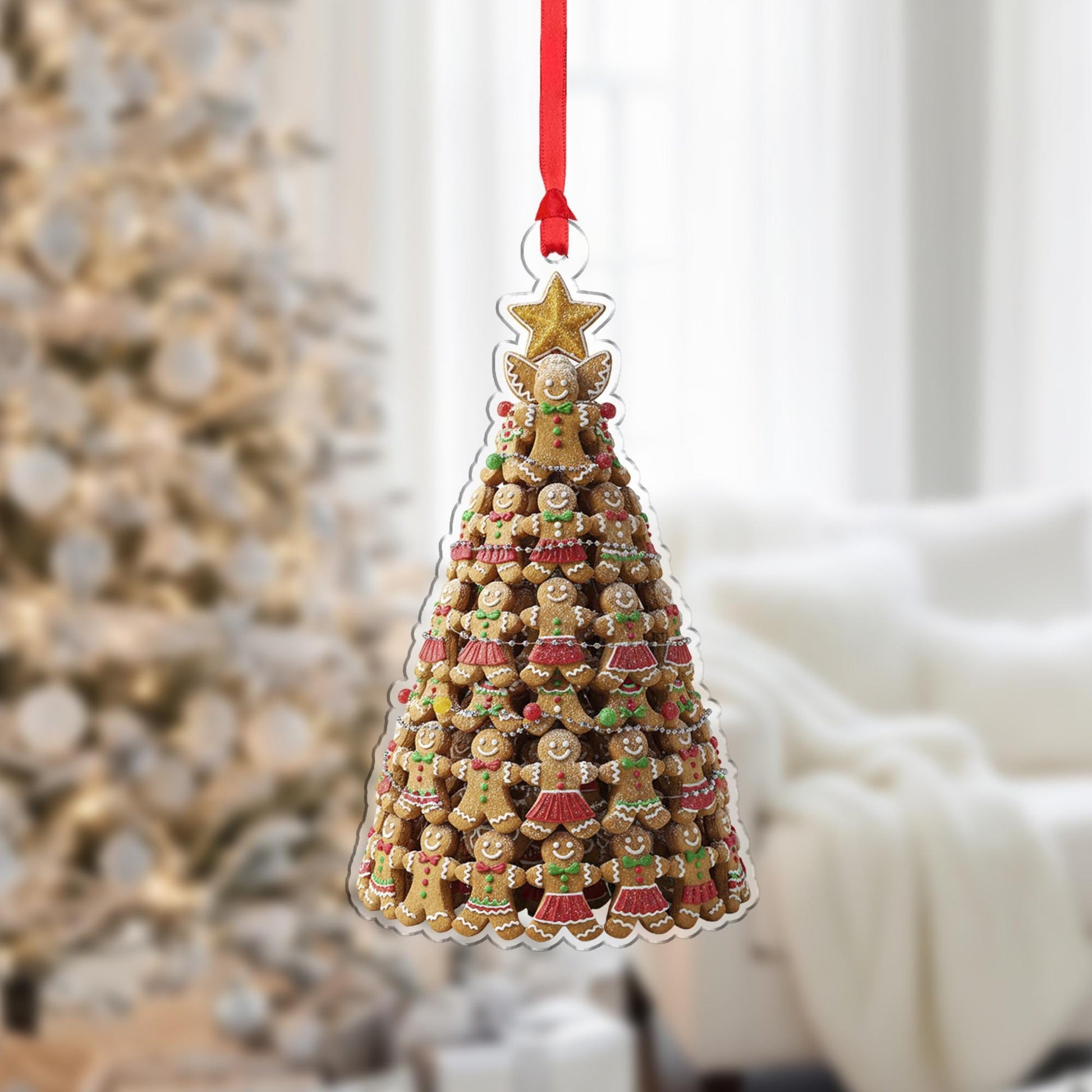 Gingerbread Cookie Christmas Tree Ornament – Hanging Holiday Decoration