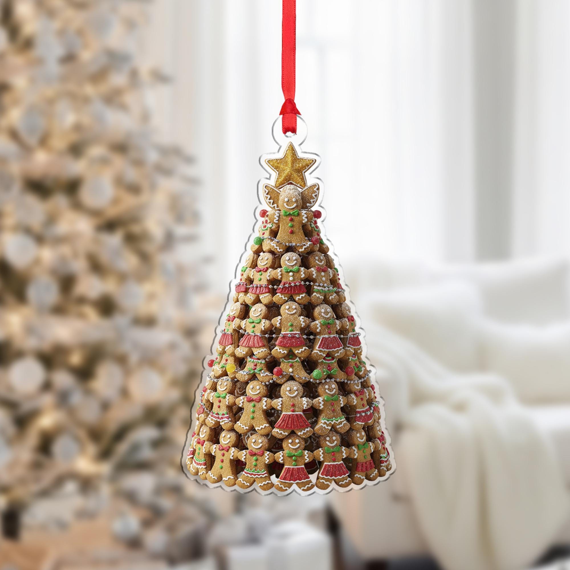 Gingerbread Cookie Christmas Tree Ornament – Hanging Holiday Decoration