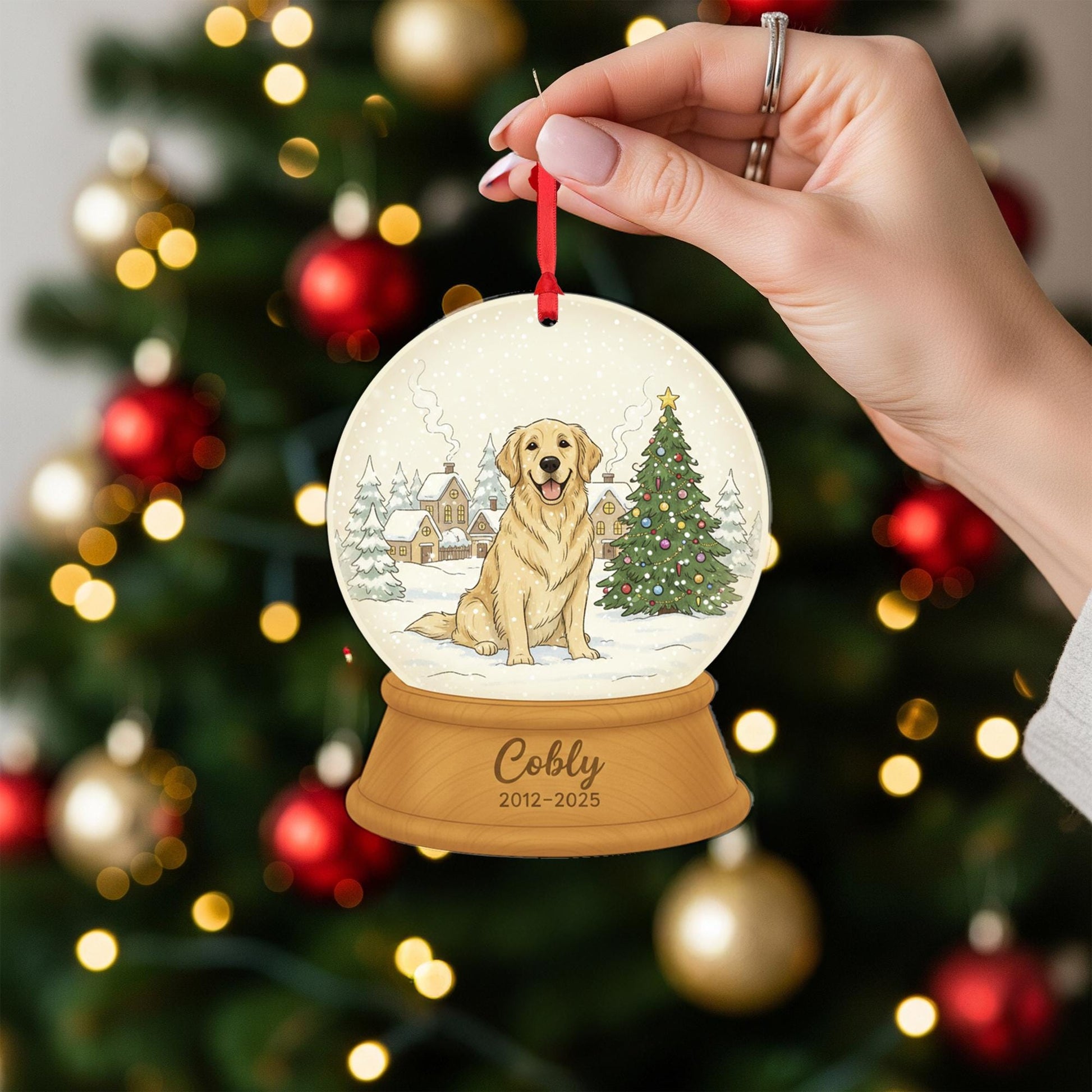 Personalized Dog Memorial Ornament – Custom Pet Snow Globe Decoration