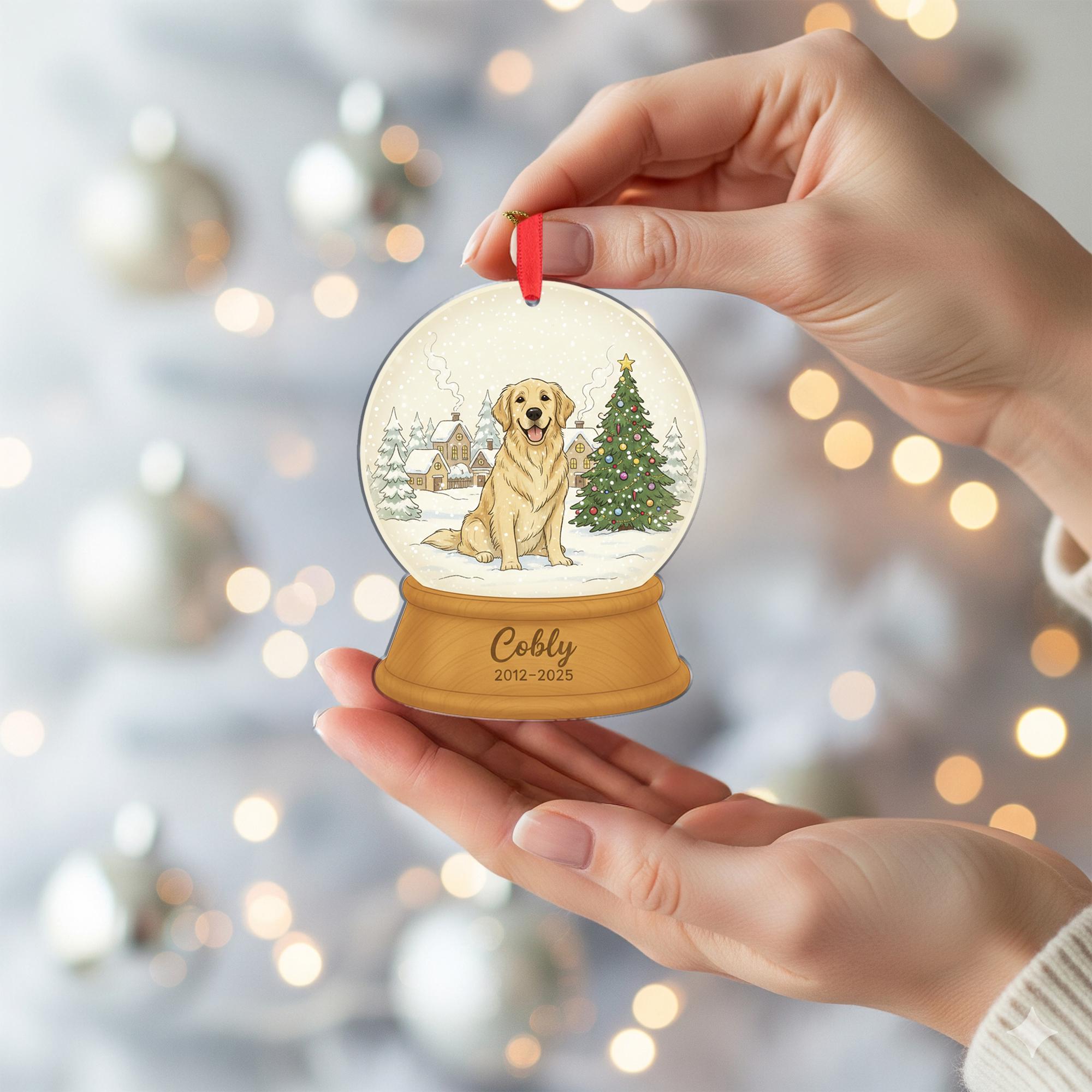 Personalized Dog Memorial Ornament – Custom Pet Snow Globe Decoration