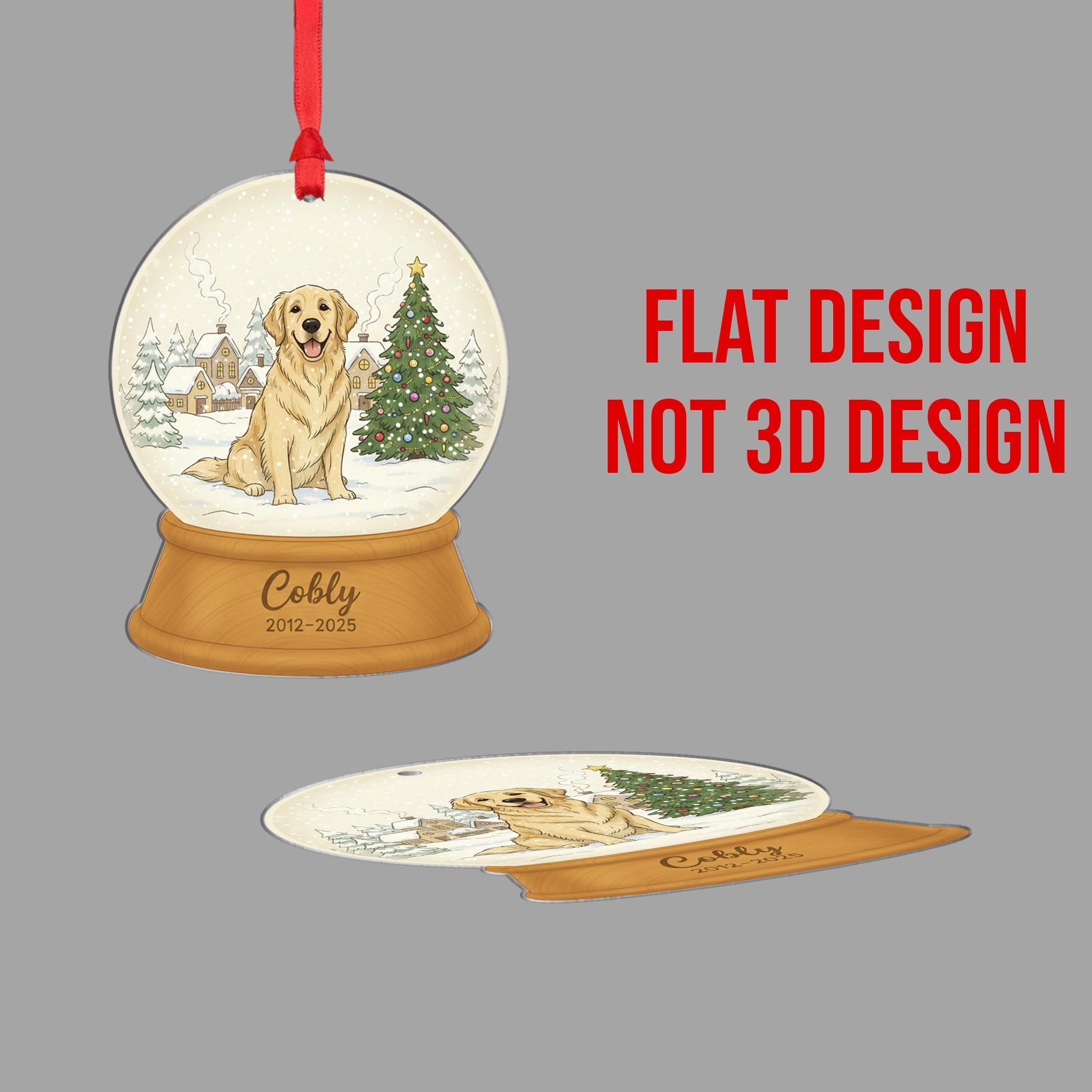 Personalized Dog Memorial Ornament – Custom Pet Snow Globe Decoration