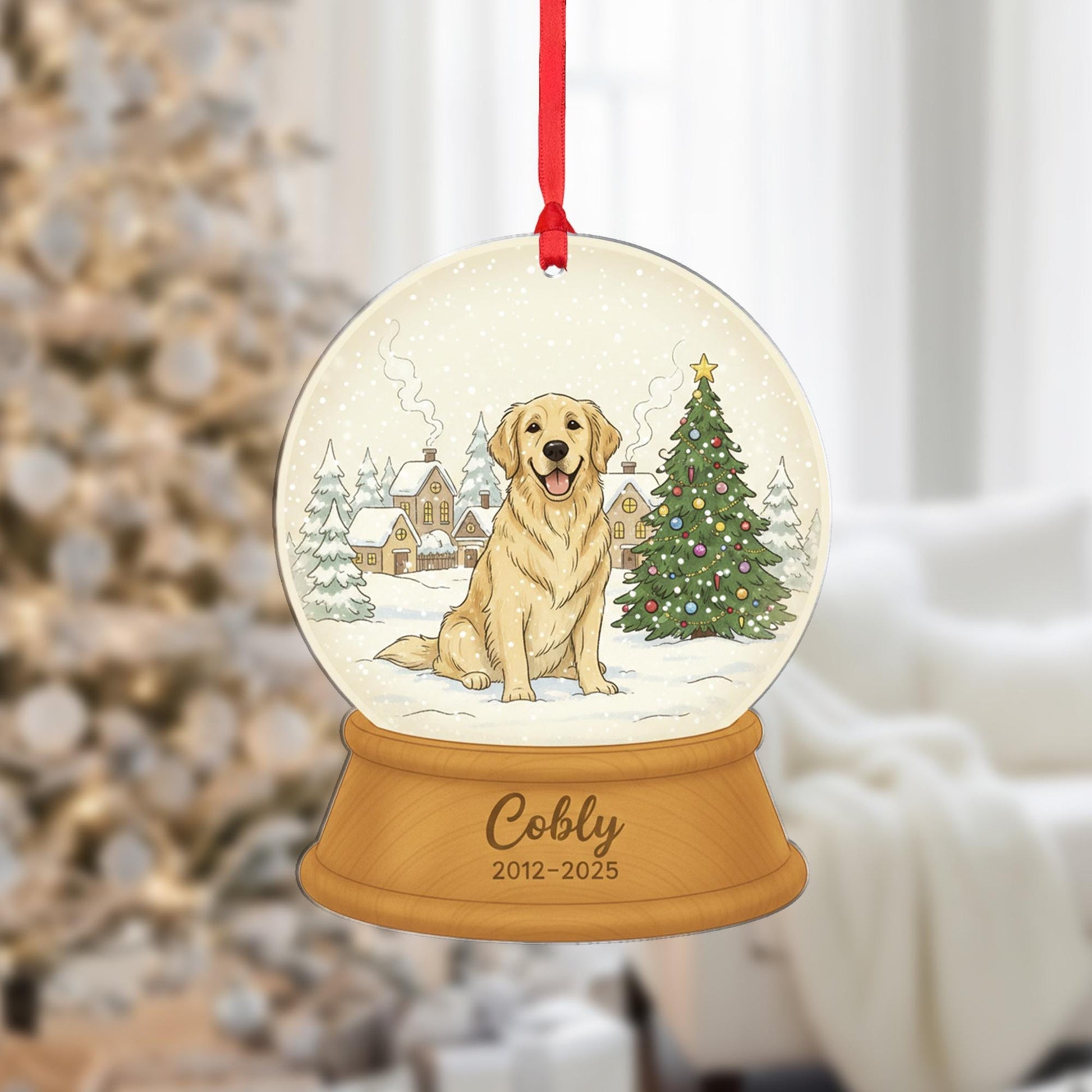 Personalized Dog Memorial Ornament – Custom Pet Snow Globe Decoration