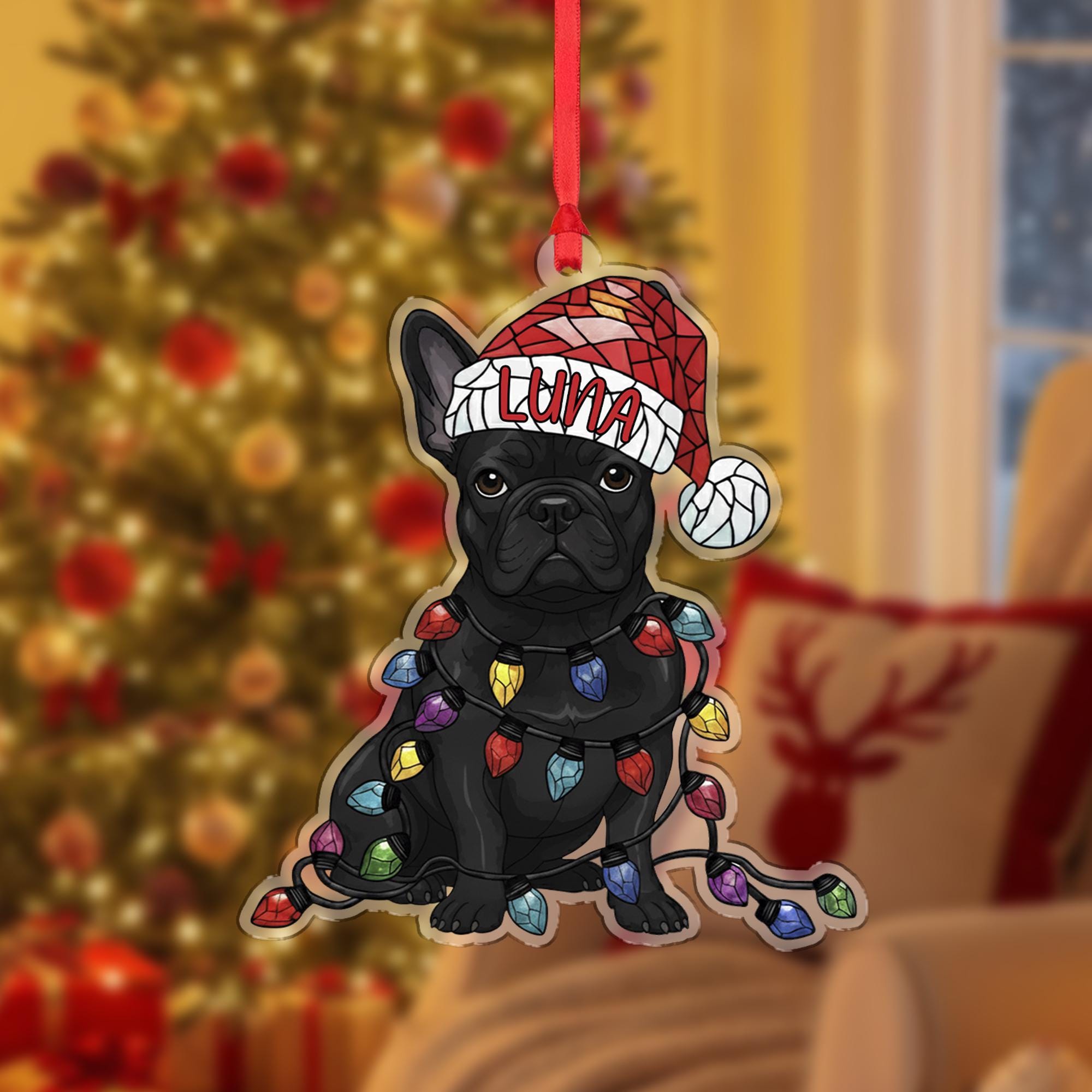 Custom French Bulldog Christmas Ornament Personalized Dog Decor