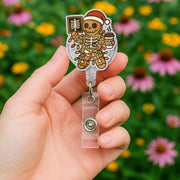 Gingerbread Skeleton Xray Christmas Badge Reel Retractable ID Holder