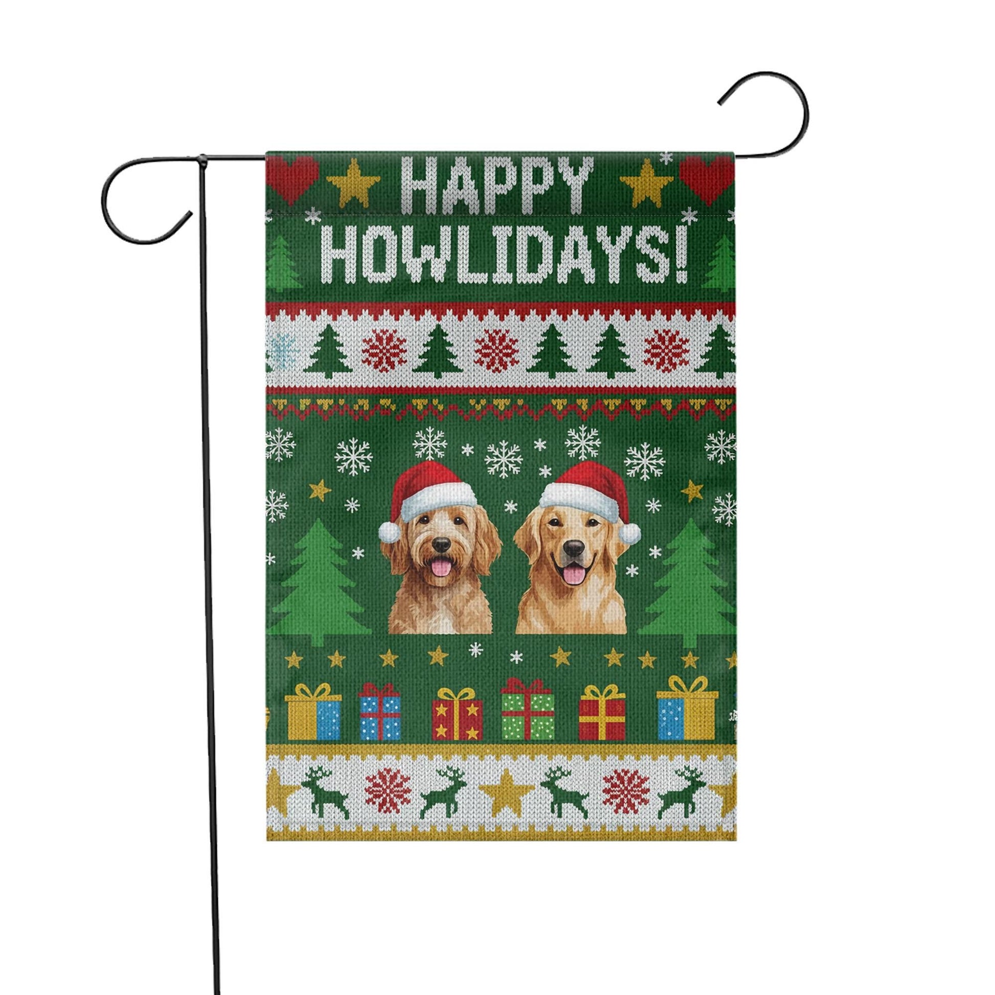 Custom Dog Christmas Garden Flag Happy Howlidays Yard Decor