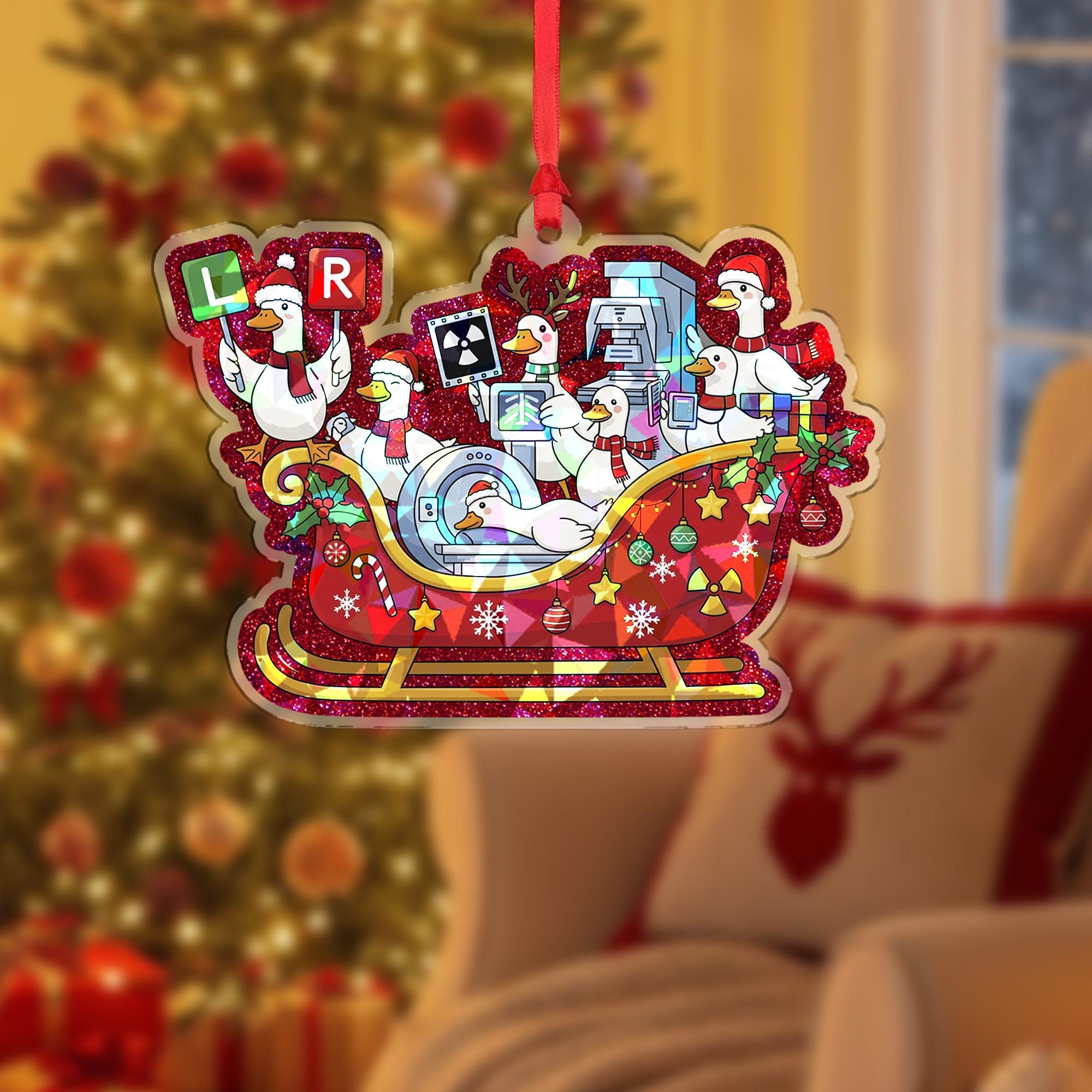 Holographic X-Ray Silly Goose Ornament Radiology Christmas Decor