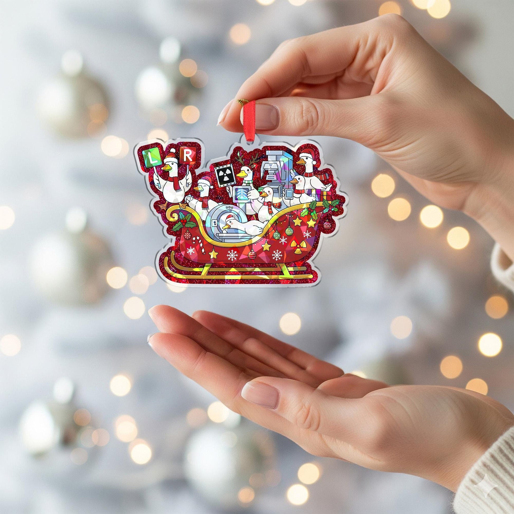 Holographic X-Ray Silly Goose Ornament Radiology Christmas Decor