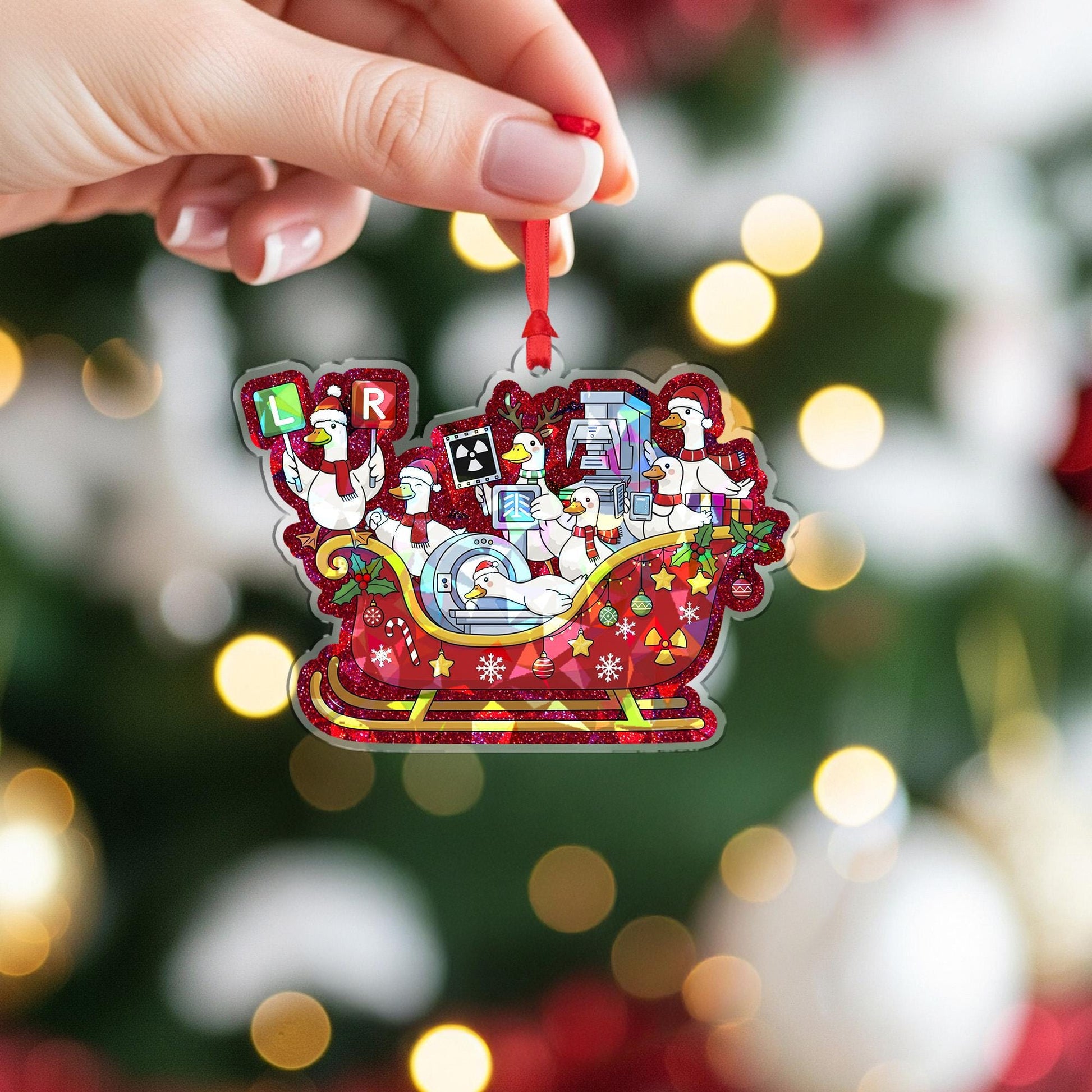 Holographic X-Ray Silly Goose Ornament Radiology Christmas Decor