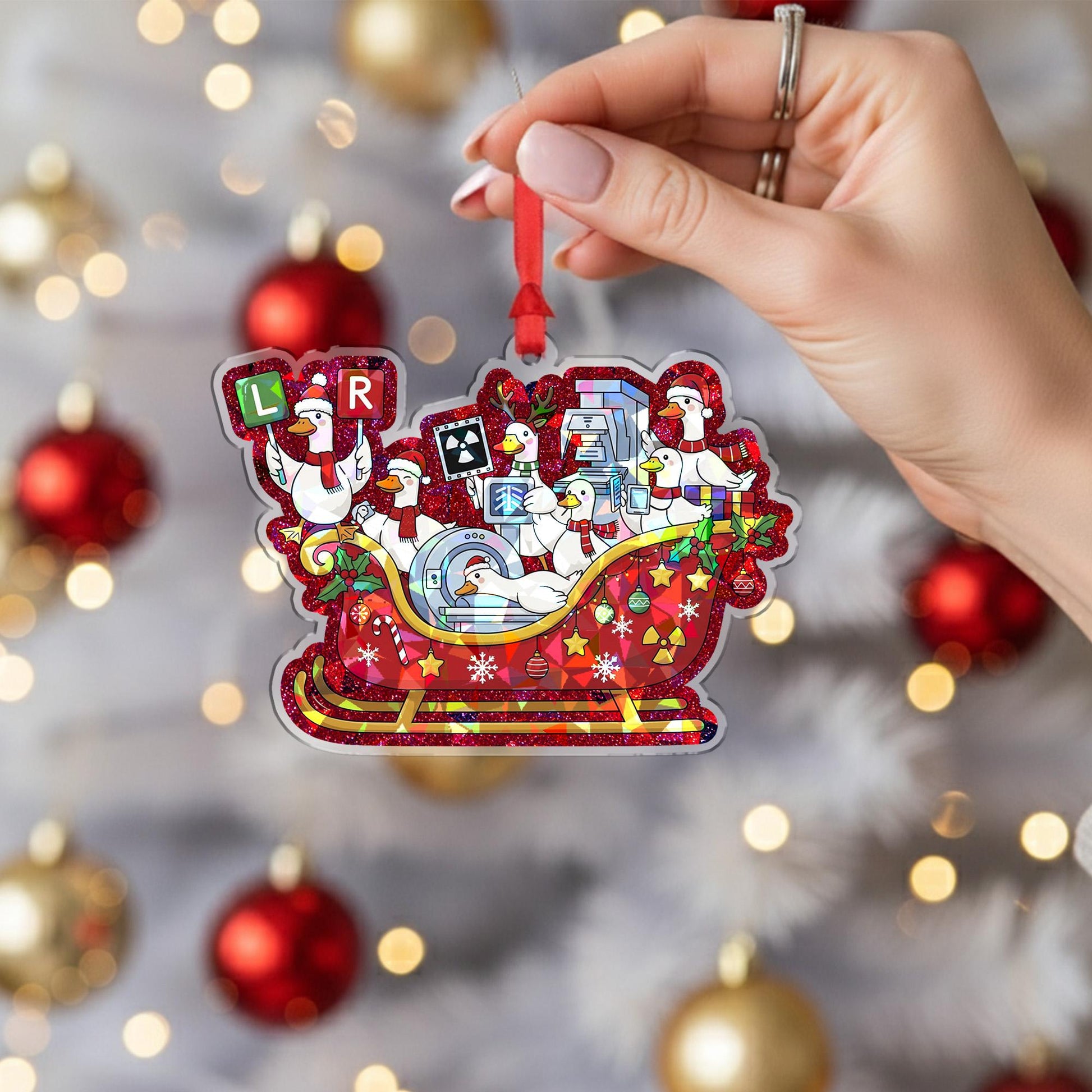 Holographic X-Ray Silly Goose Ornament Radiology Christmas Decor