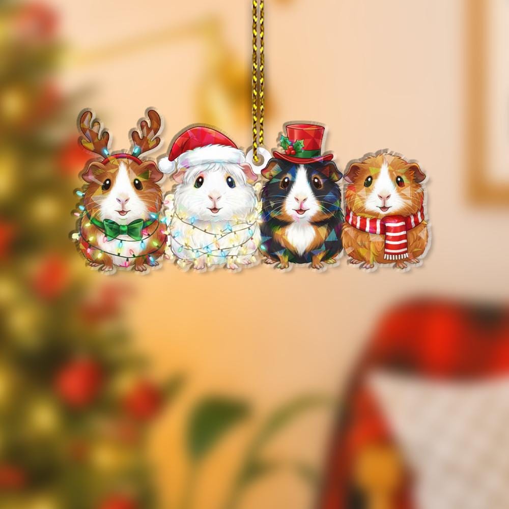 Guinea Pig Hologram Ornament – Cute Pet Christmas Tree Decoration Gift