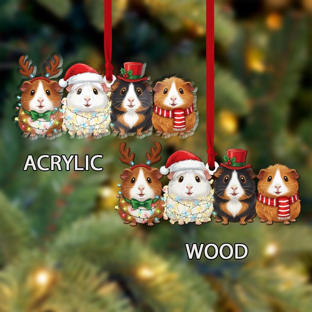 Guinea Pig Hologram Ornament – Cute Pet Christmas Tree Decoration Gift