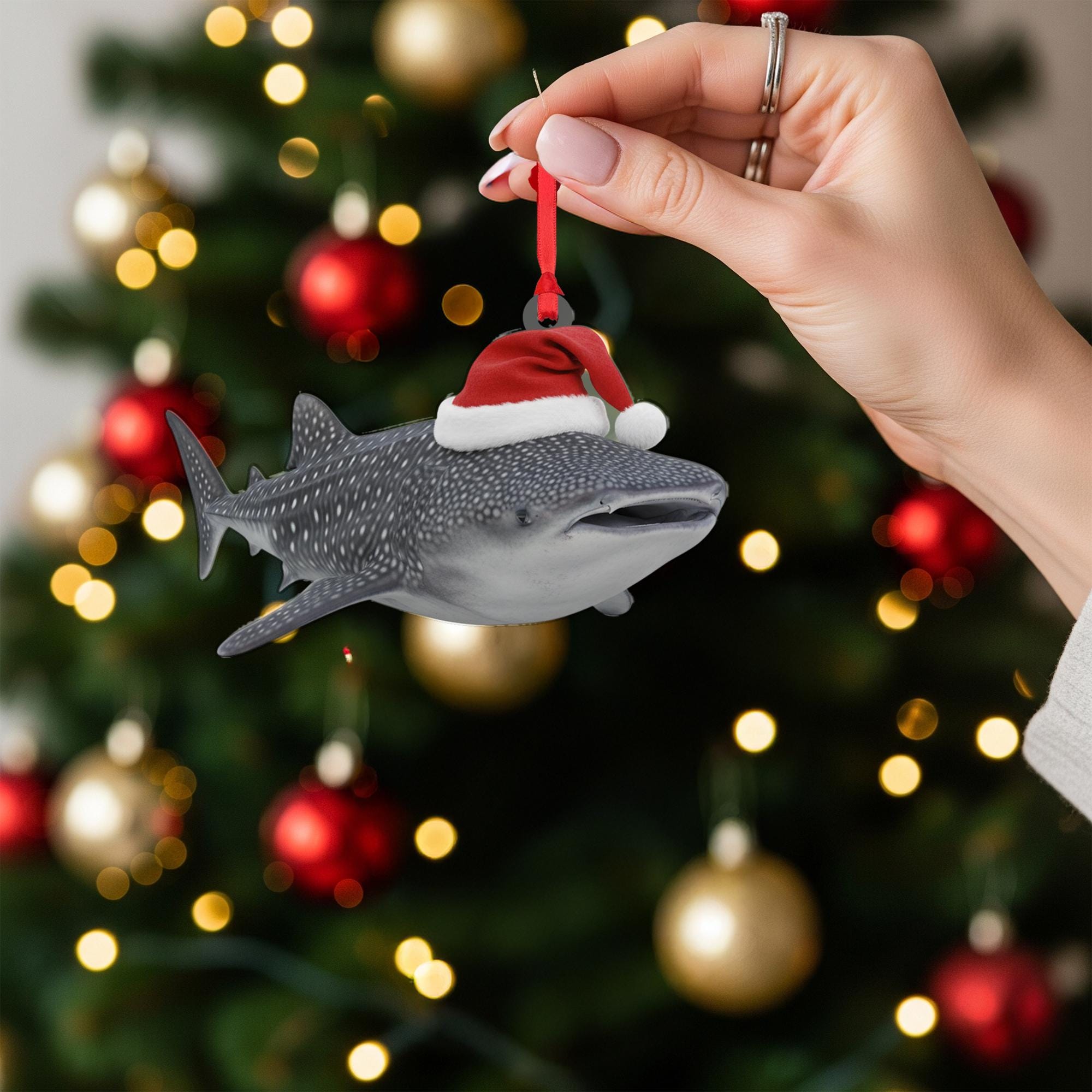 Whale Shark Ornament – Christmas Tree Decoration with Santa Hat