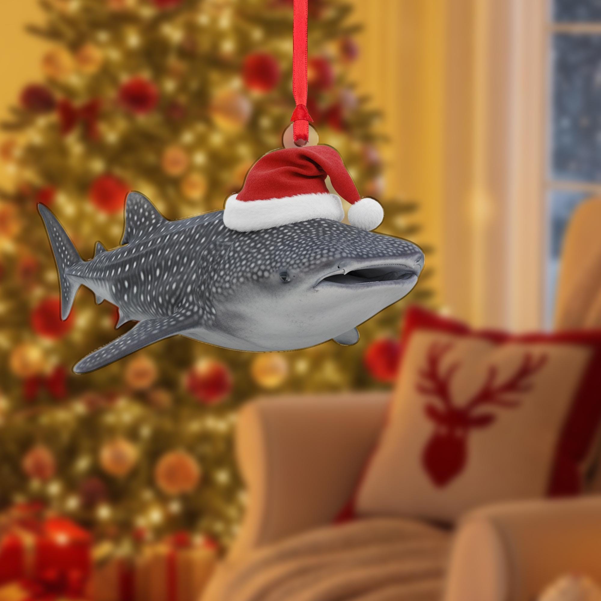 Whale Shark Ornament – Christmas Tree Decoration with Santa Hat
