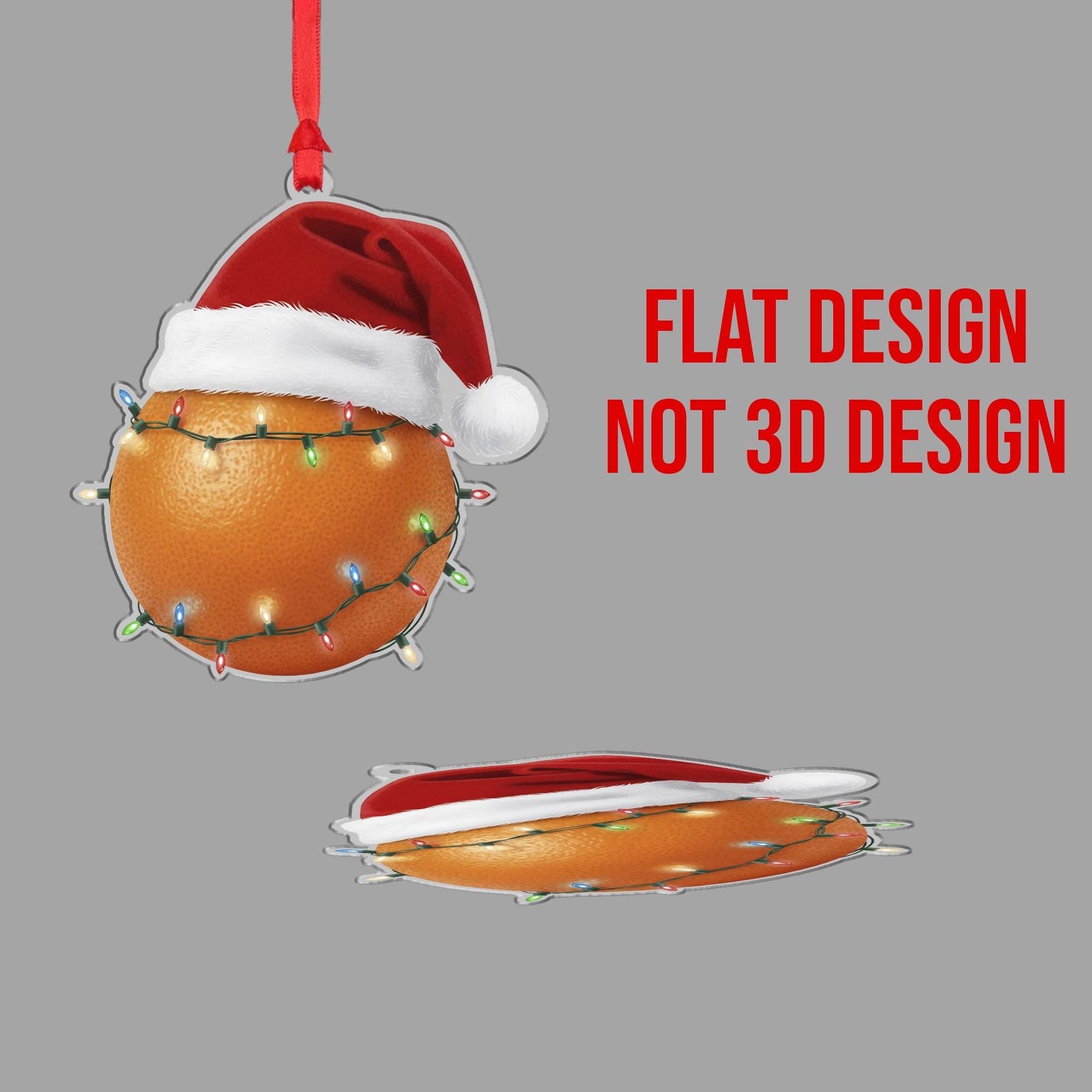 Orange Ornament – Christmas Tree Decoration with Santa Hat and Lights