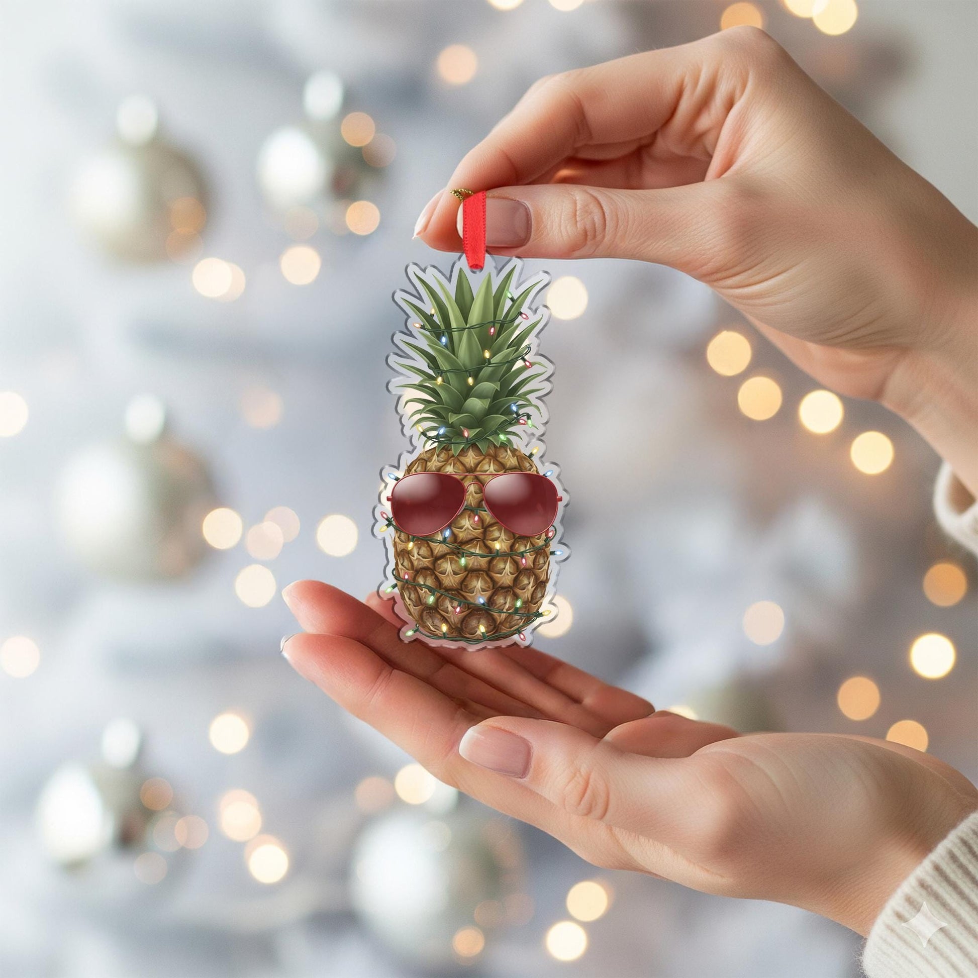 Pineapple Ornament – Christmas Tree Decoration with Lights and Sunglasses