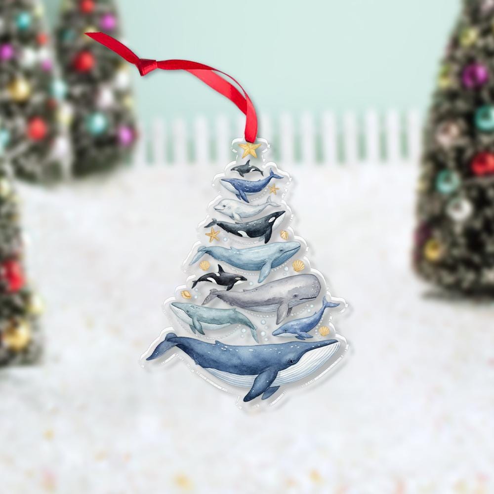 Whale Tree Ornament – Acrylic Whale Christmas Decor
