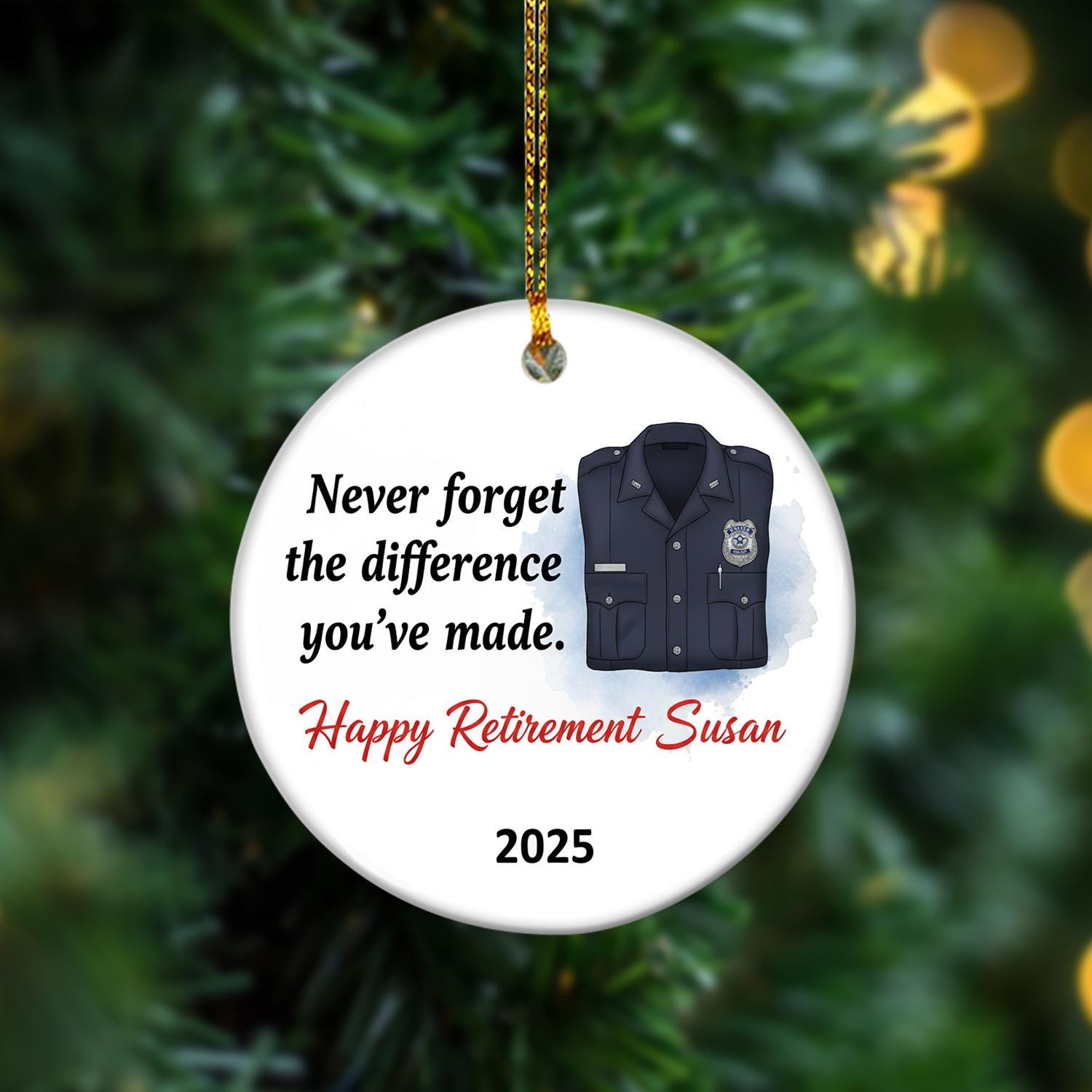 Police Retirement Ornament – Personalized Ceramic Law Enforcement Gift
