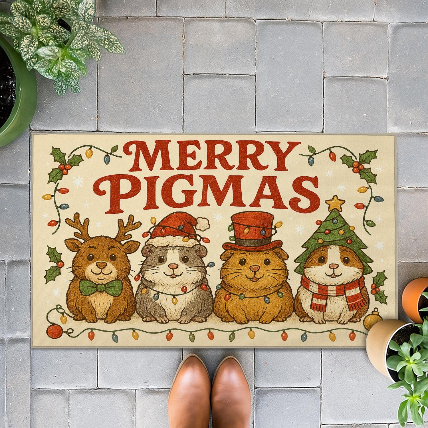 Merry Pigmas Holiday Doormat – Pig Themed Christmas Floor Mat