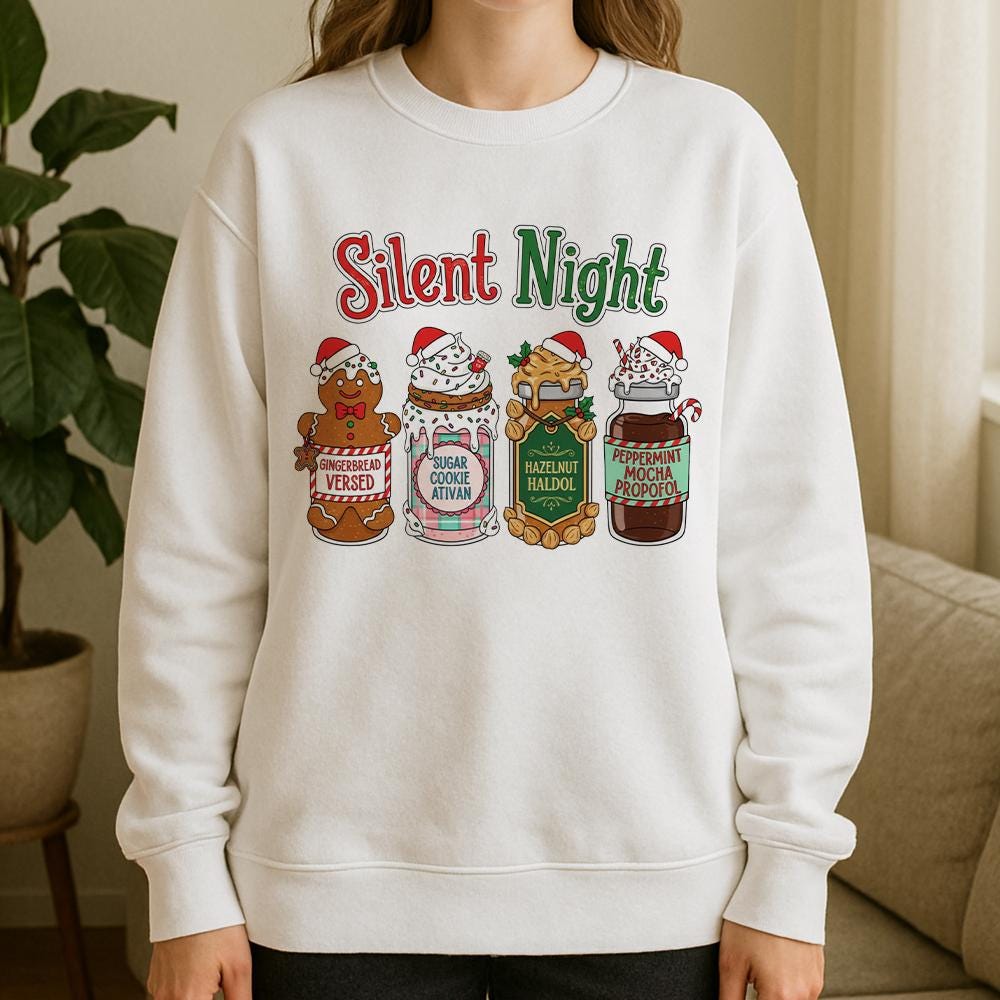 Silent Night Christmas Sweatshirt – Funny Medical Pullover with Gingerbread Design