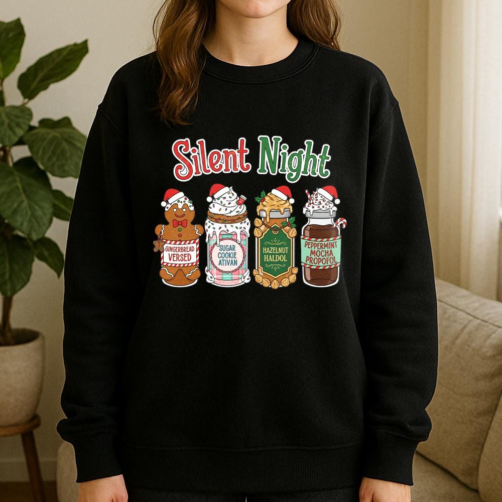 Silent Night Christmas Sweatshirt – Funny Medical Pullover with Gingerbread Design