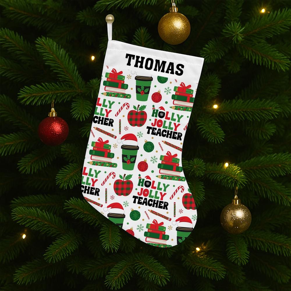 Personalized Teacher Christmas Stocking with Name