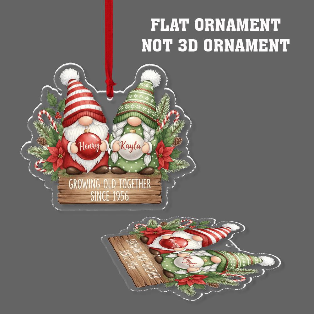 Personalized Gnome Couple Ornament – Christmas Decoration with Names and Year