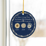 Personalized Friendship Ornament: Custom Birth Flowers, Ceramic Keepsake