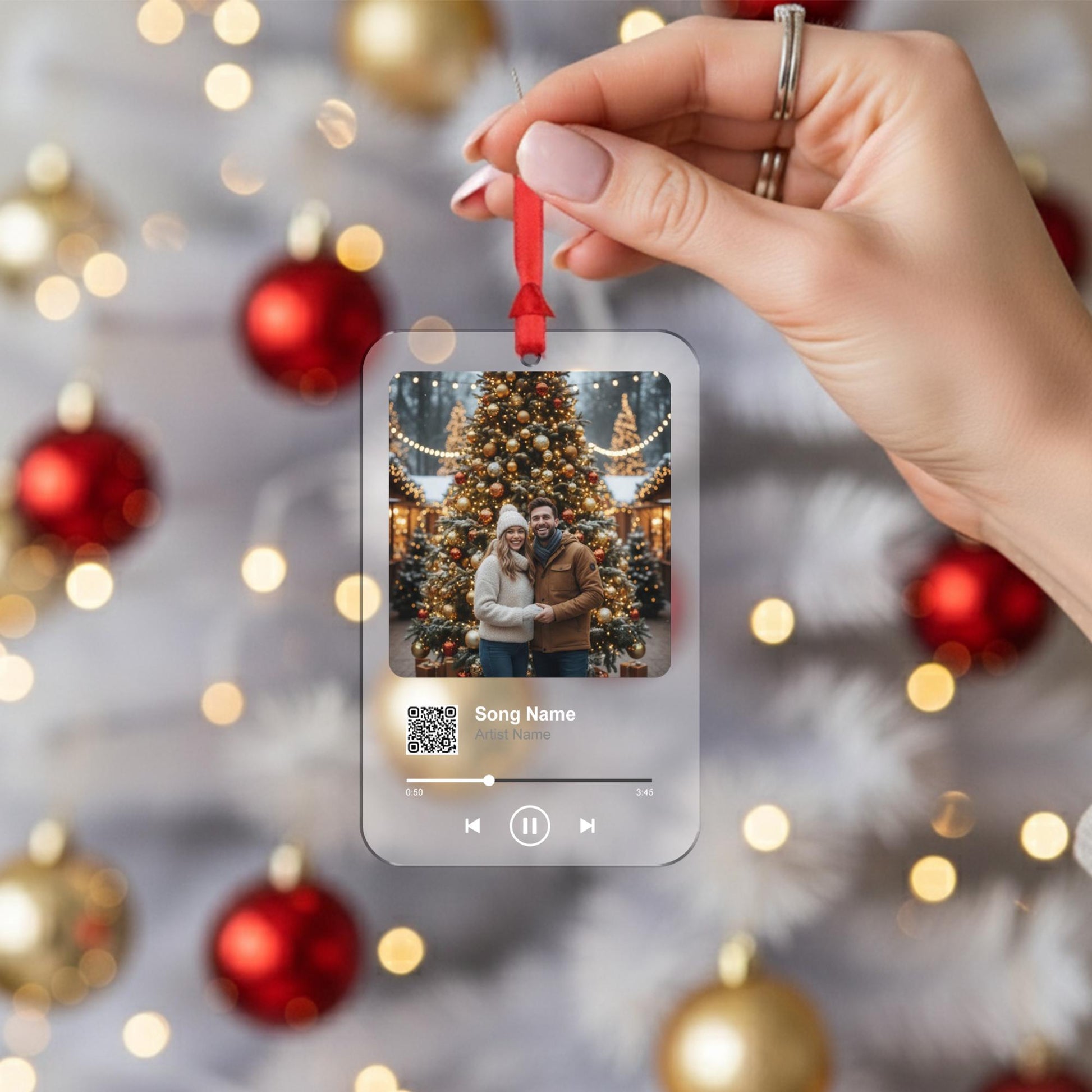 Custom Couple Music Ornament – Personalized Acrylic Keepsake with Photo & QR Code