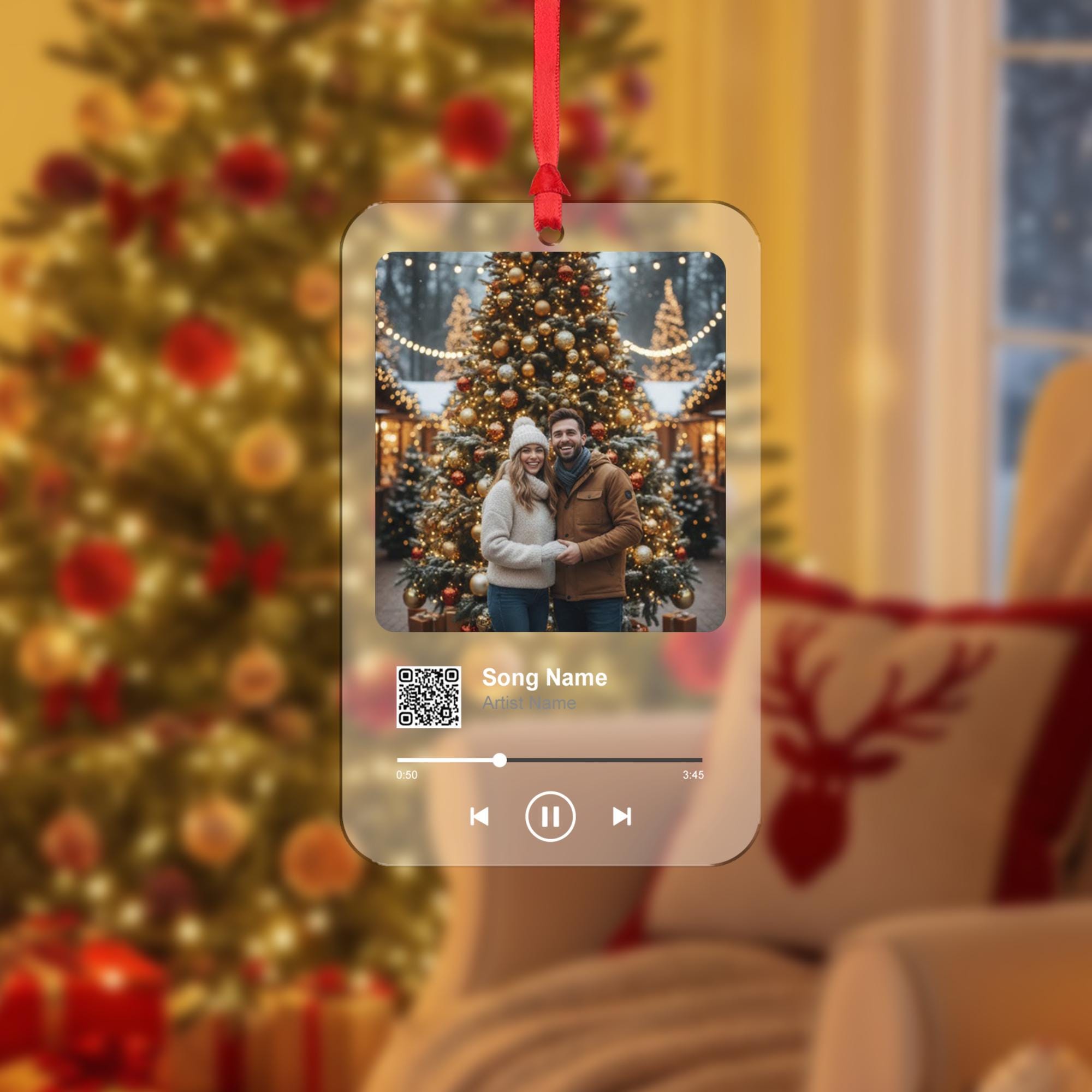 Custom Couple Music Ornament – Personalized Acrylic Keepsake with Photo & QR Code