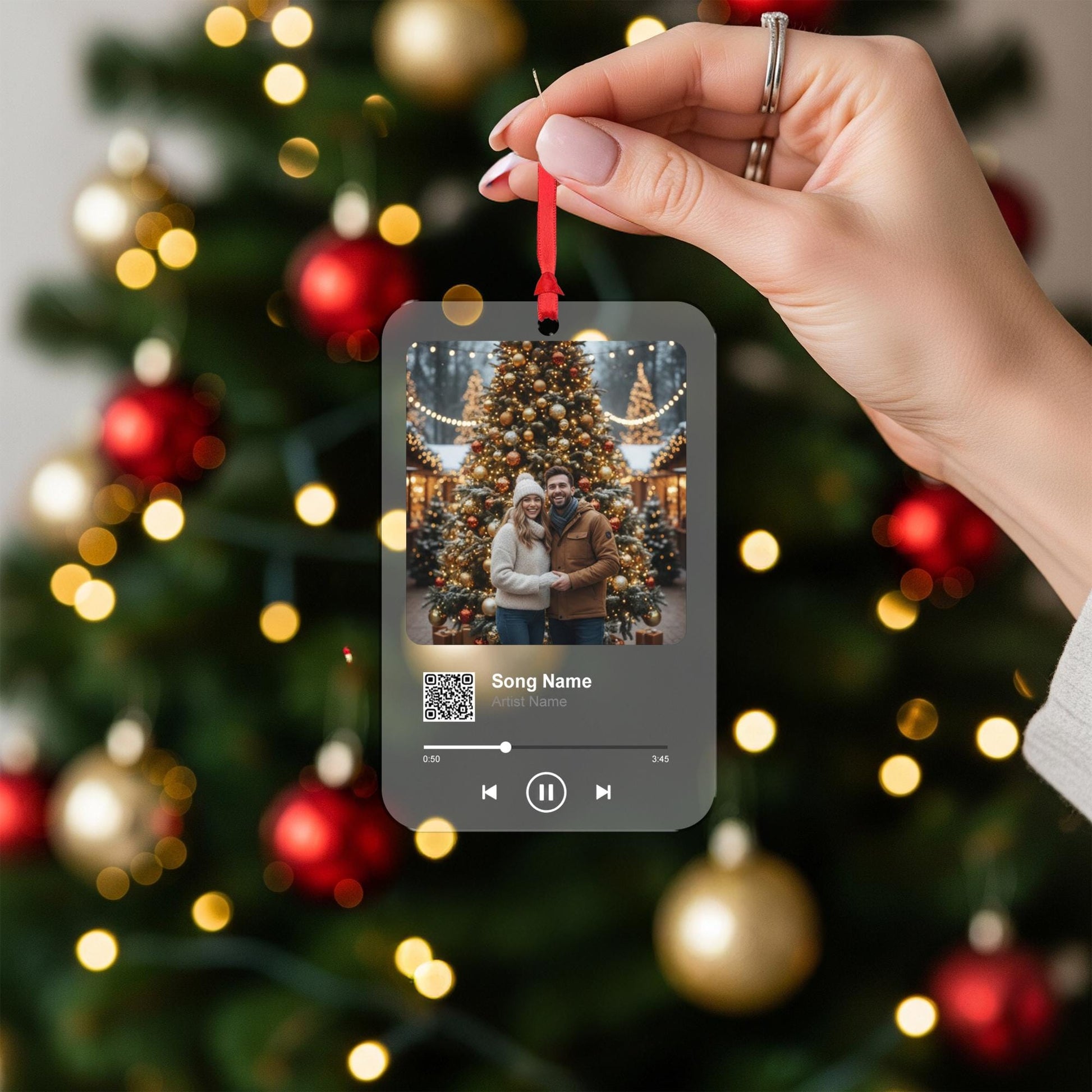Custom Couple Music Ornament – Personalized Acrylic Keepsake with Photo & QR Code