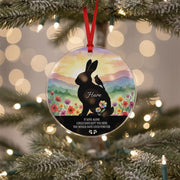 Personalized Rabbit Memorial Ornament: Watercolor Wildflower Acrylic Keepsake
