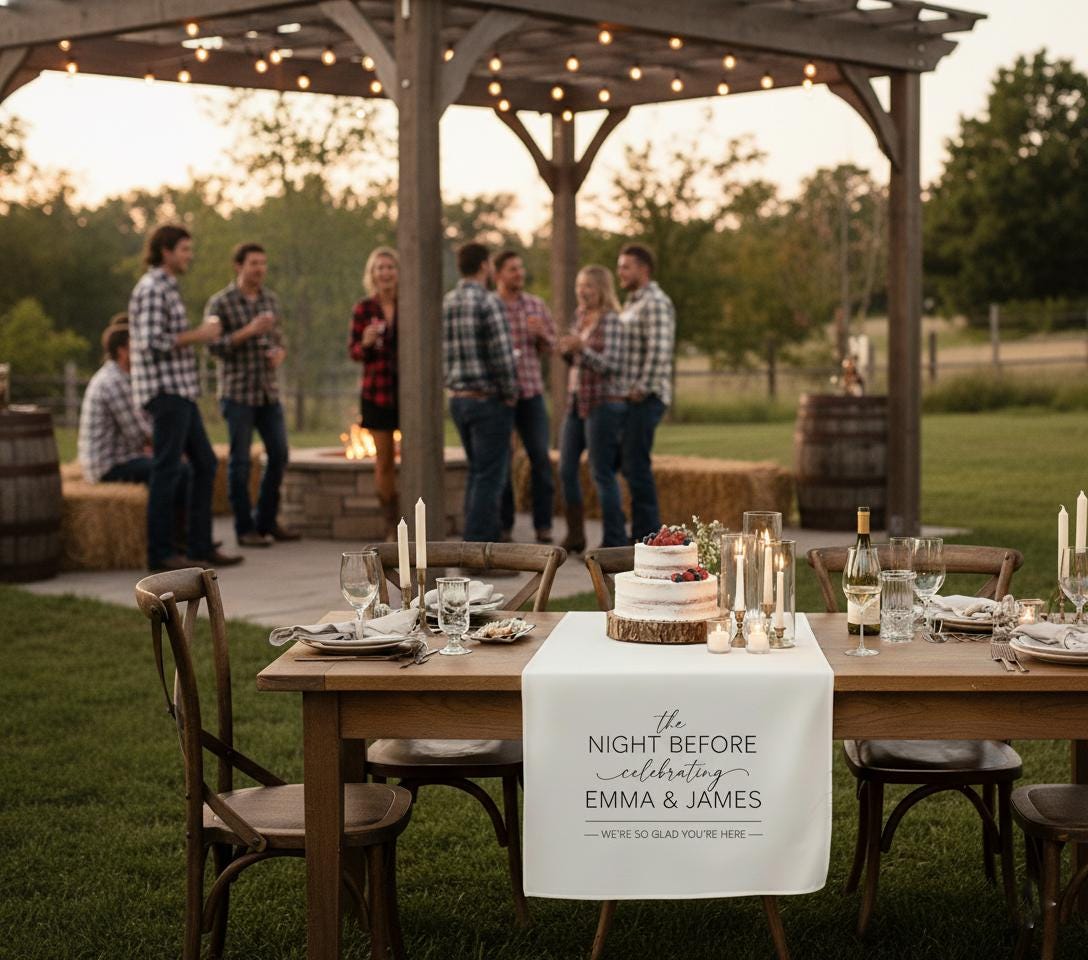 Custom Wedding Table Decor: Personalized Rehearsal Dinner Banner