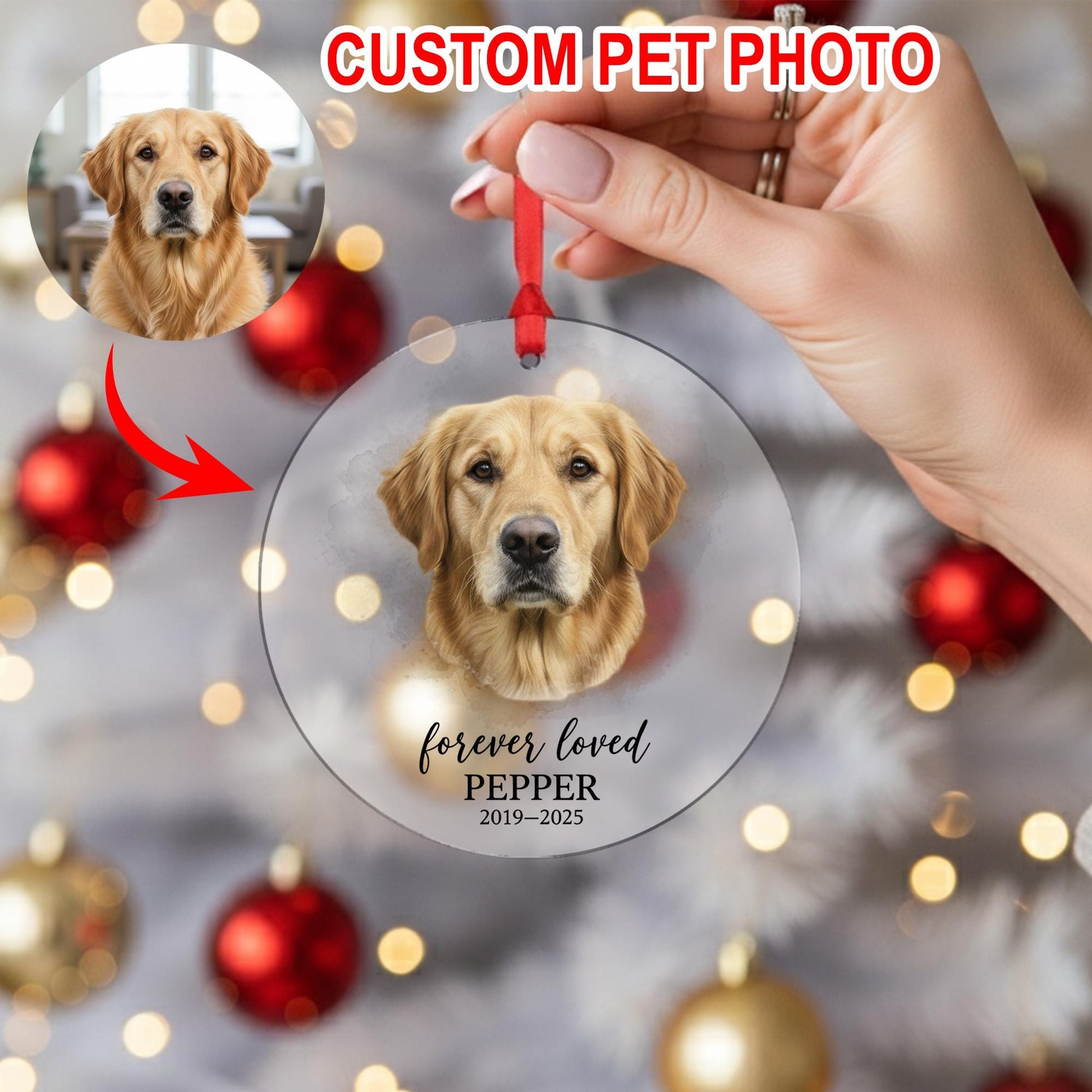 Custom Pet Memorial Ornament – Personalized Dog Keepsake for Loss and Remembrance