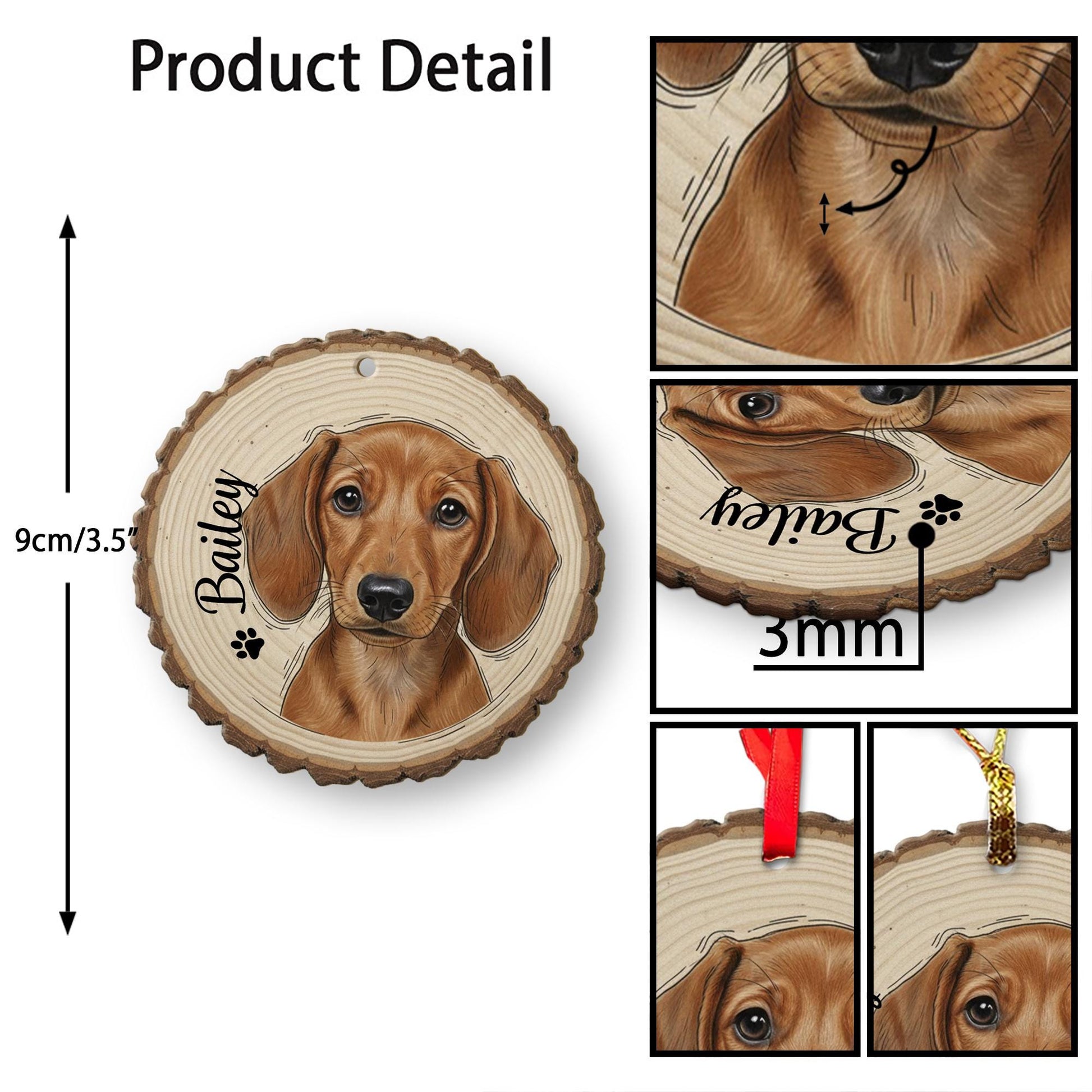 Custom Dog Ornament – Rustic Wooden Keepsake with Pet Name for Holiday Gift