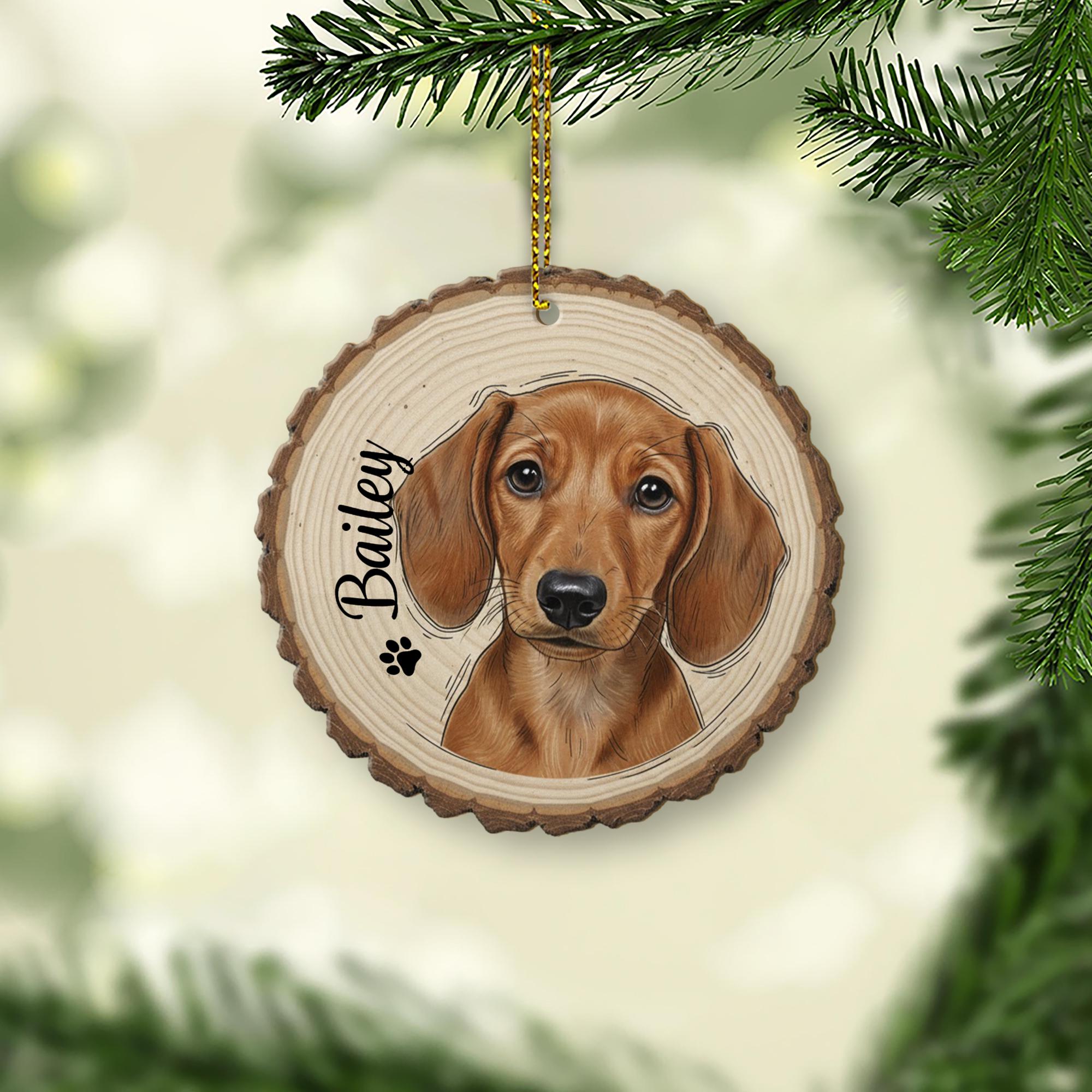 Custom Dog Ornament – Rustic Wooden Keepsake with Pet Name for Holiday Gift