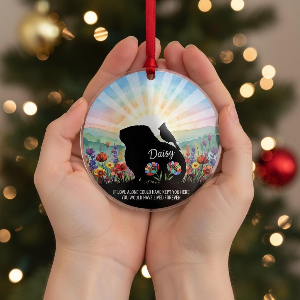 Personalized Hamster Memorial Ornament: Watercolor Wildflower Acrylic Keepsake