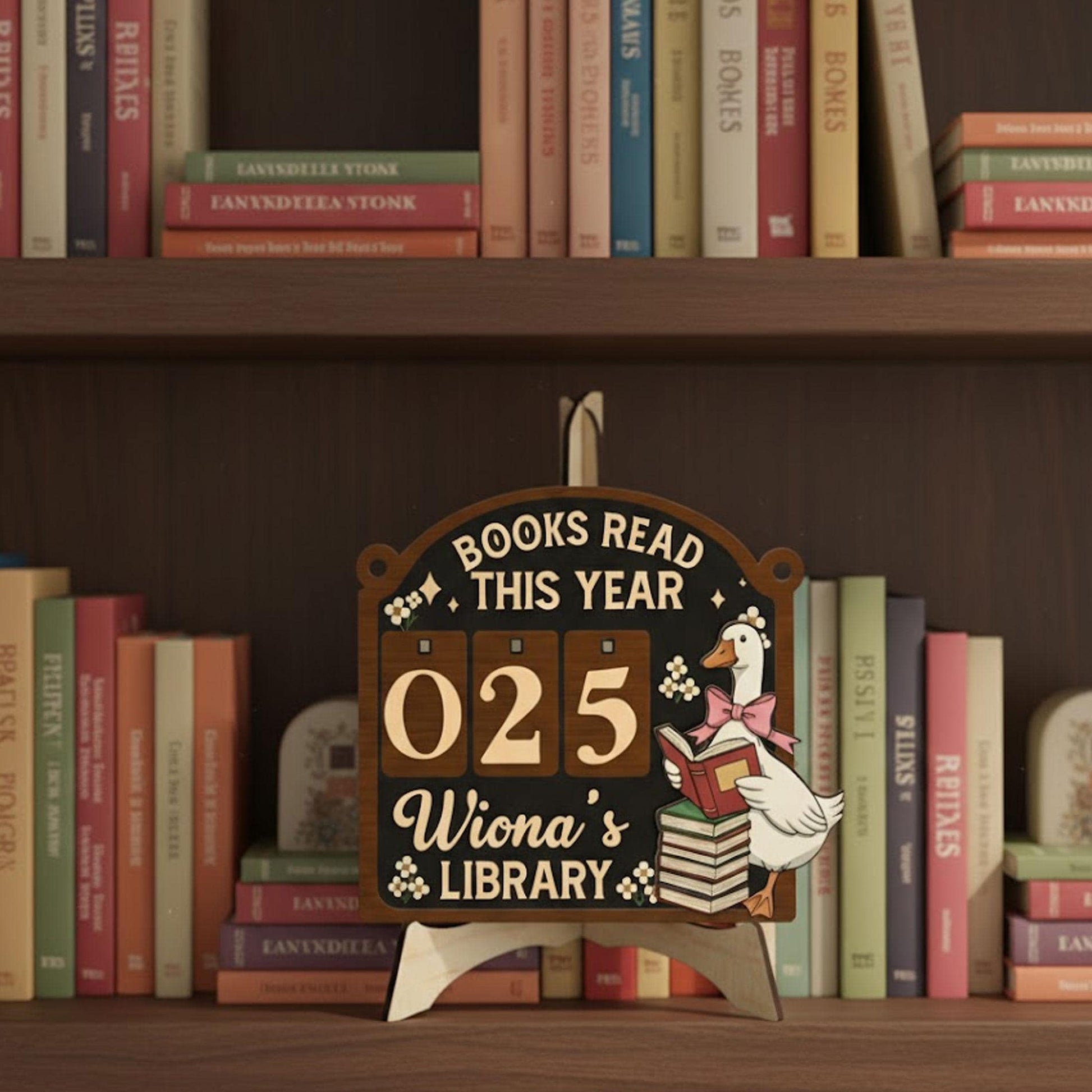 Custom Wooden Books Read Tracker - Library Gift