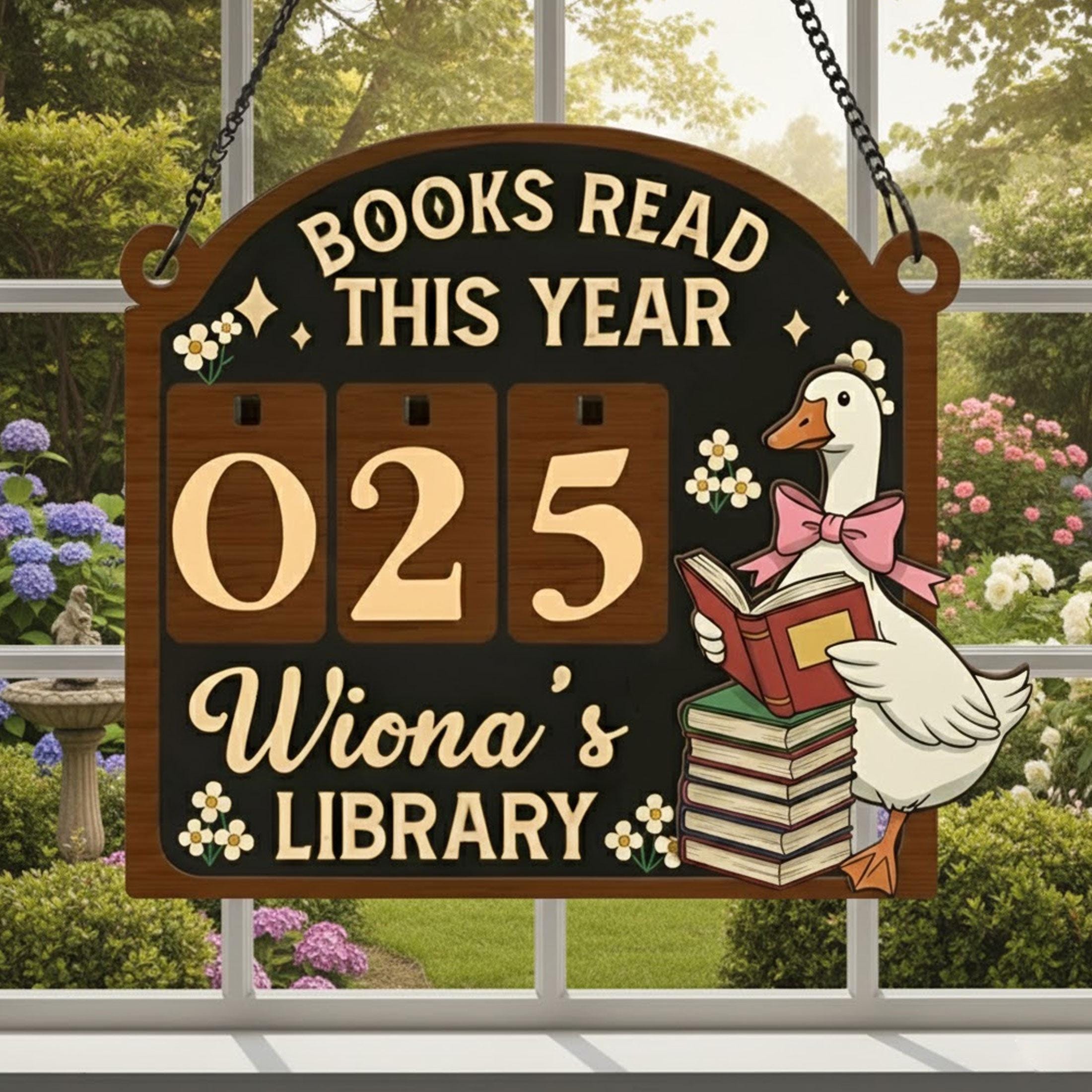 Custom Wooden Books Read Tracker - Library Gift