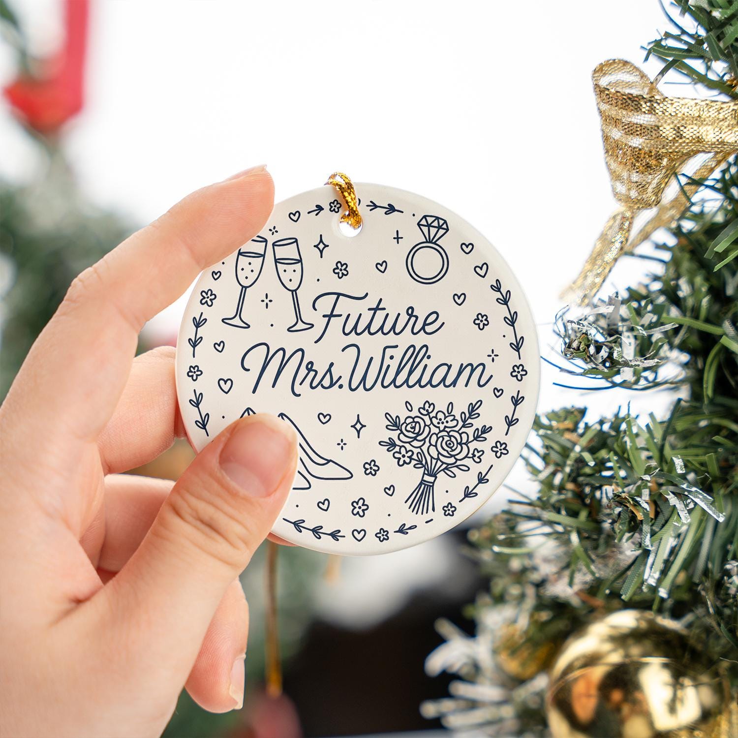 Future Mrs Ornament – Personalized Engagement Gift Ceramic Keepsake