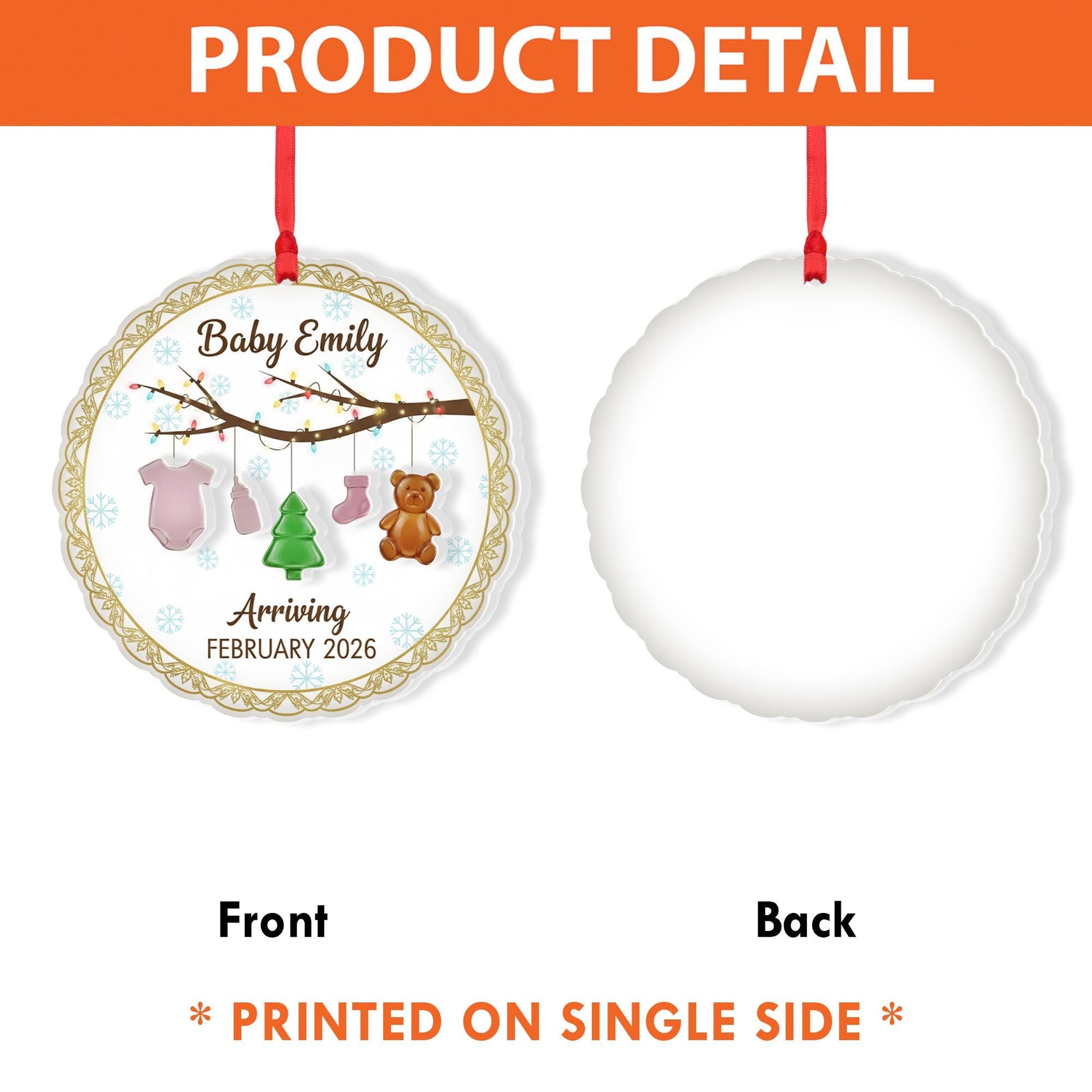 Personalized Baby Announcement Ornament: Sea Glass Acrylic Keepsake