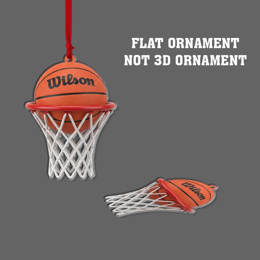 Basketball Hoop Ornament – Mini Wilson Ball with Net and Rim Decoration