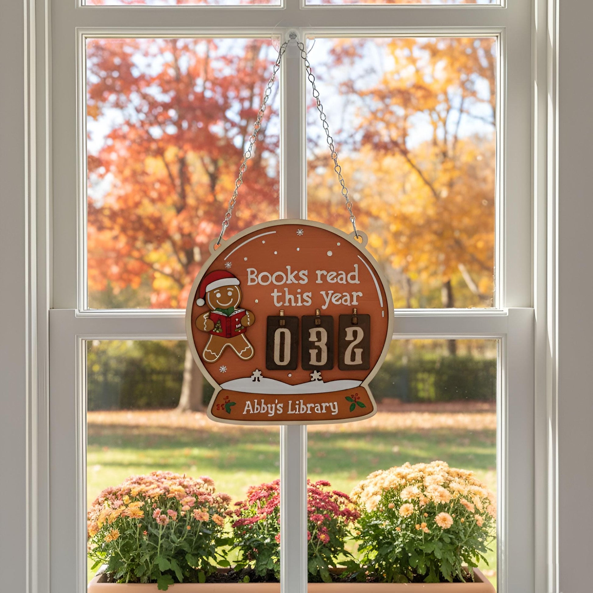 Gingerbread Christmas Books Read Tracker: Wooden Library Gift