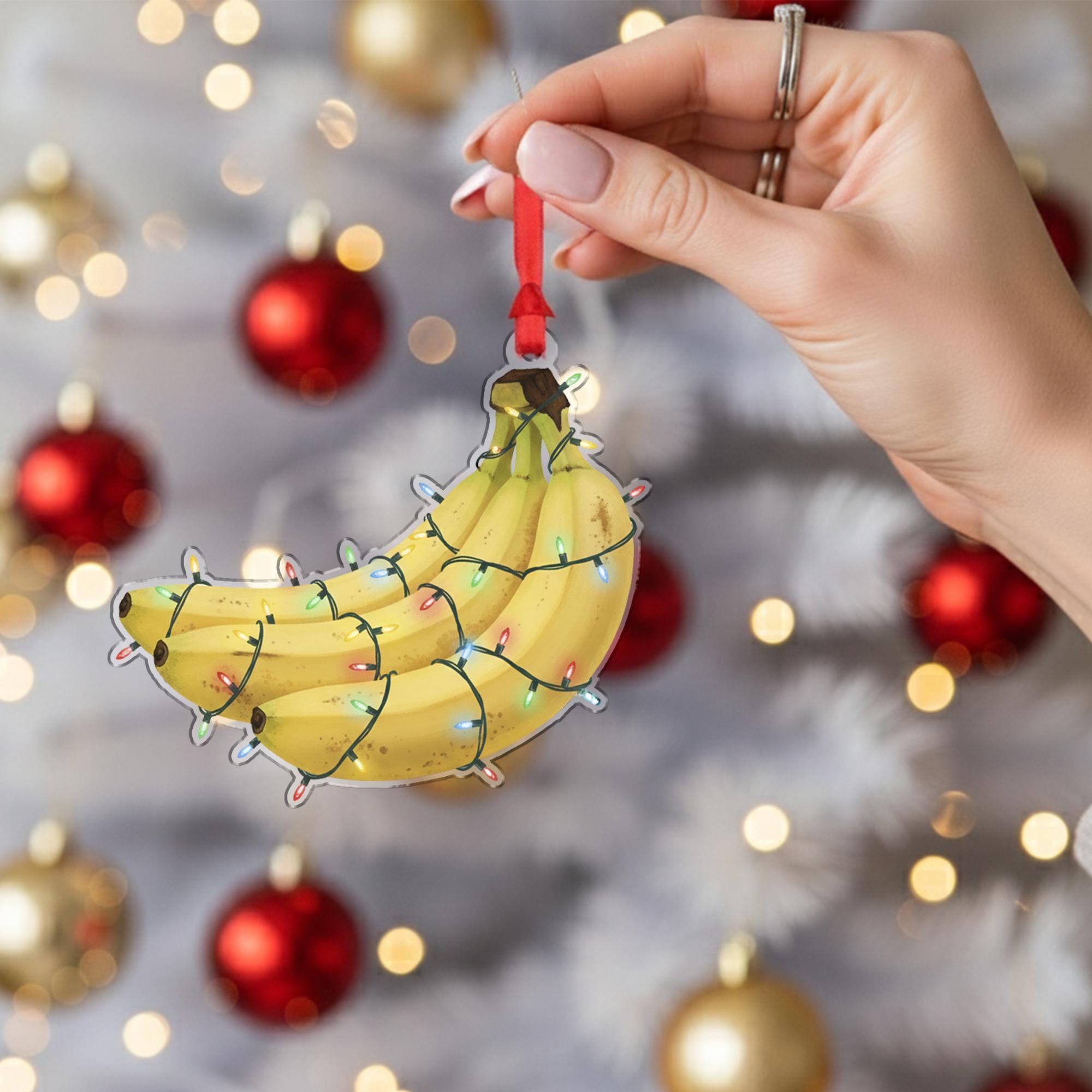 Banana Ornament – Fruit Design with Christmas Lights, Novelty Holiday Tree Decoration